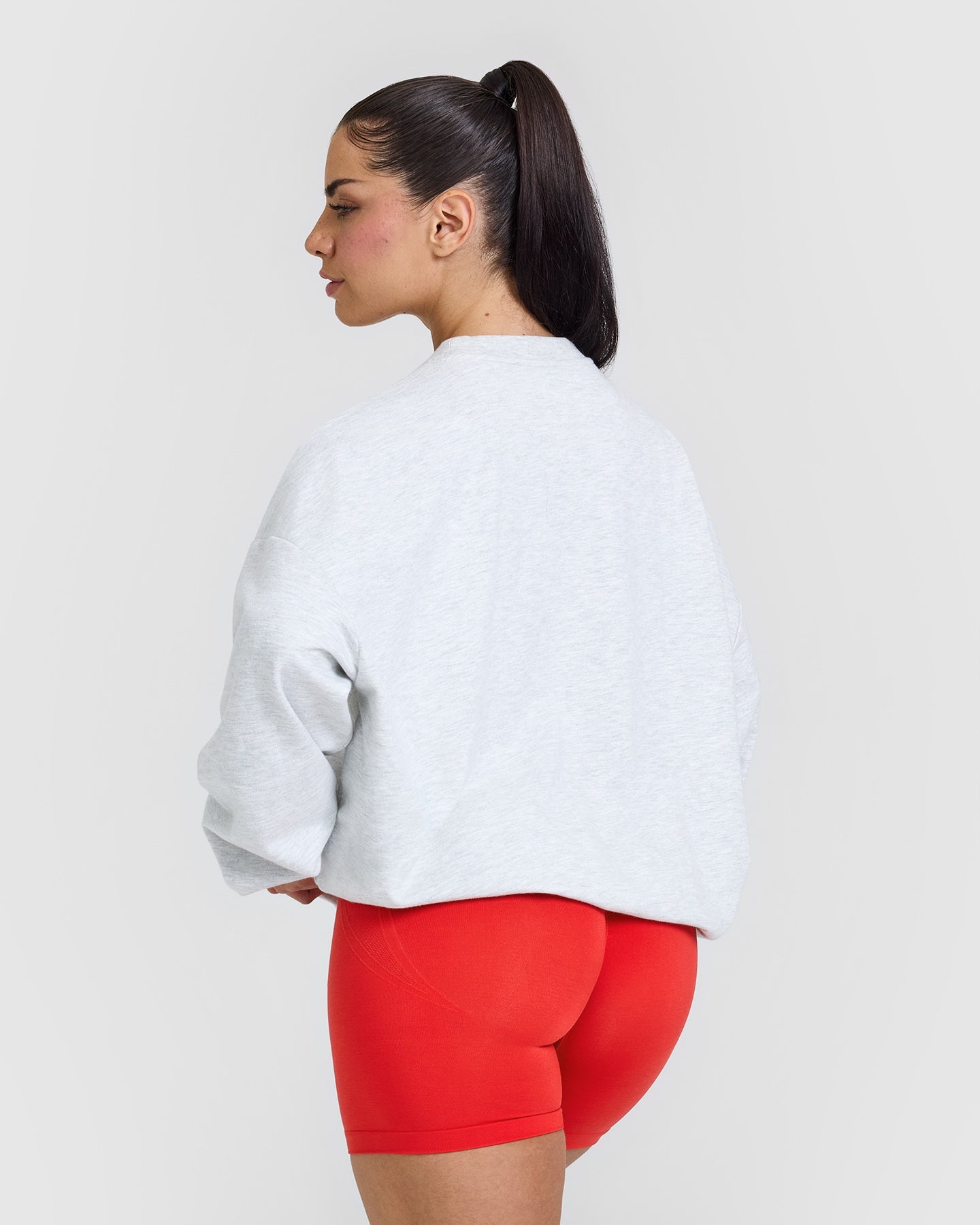 Alternative view of Lightweight Sweatshirt with Red Graphic | Light Grey Marl