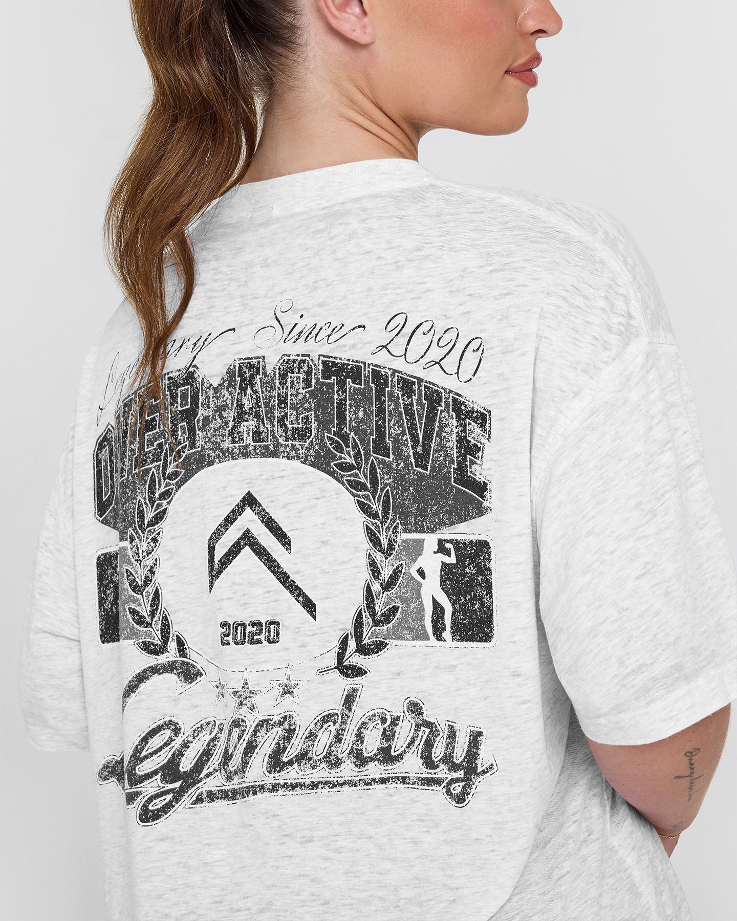 Legendary Graphic Print Washed T-Shirt | Light Grey Marl - Image 5