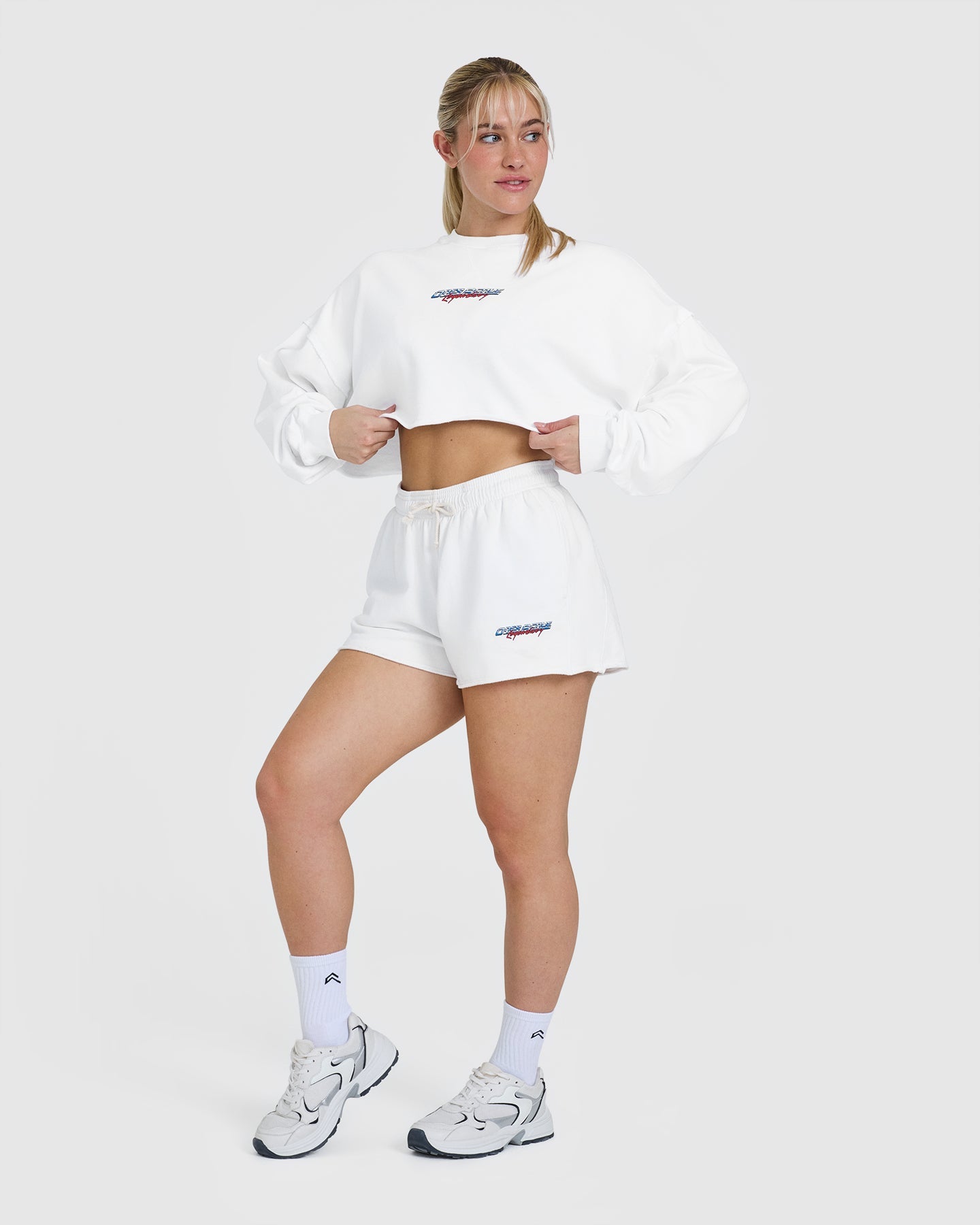 Raw Lounge Crop Sweatshirt with Graphic | White - Image 3