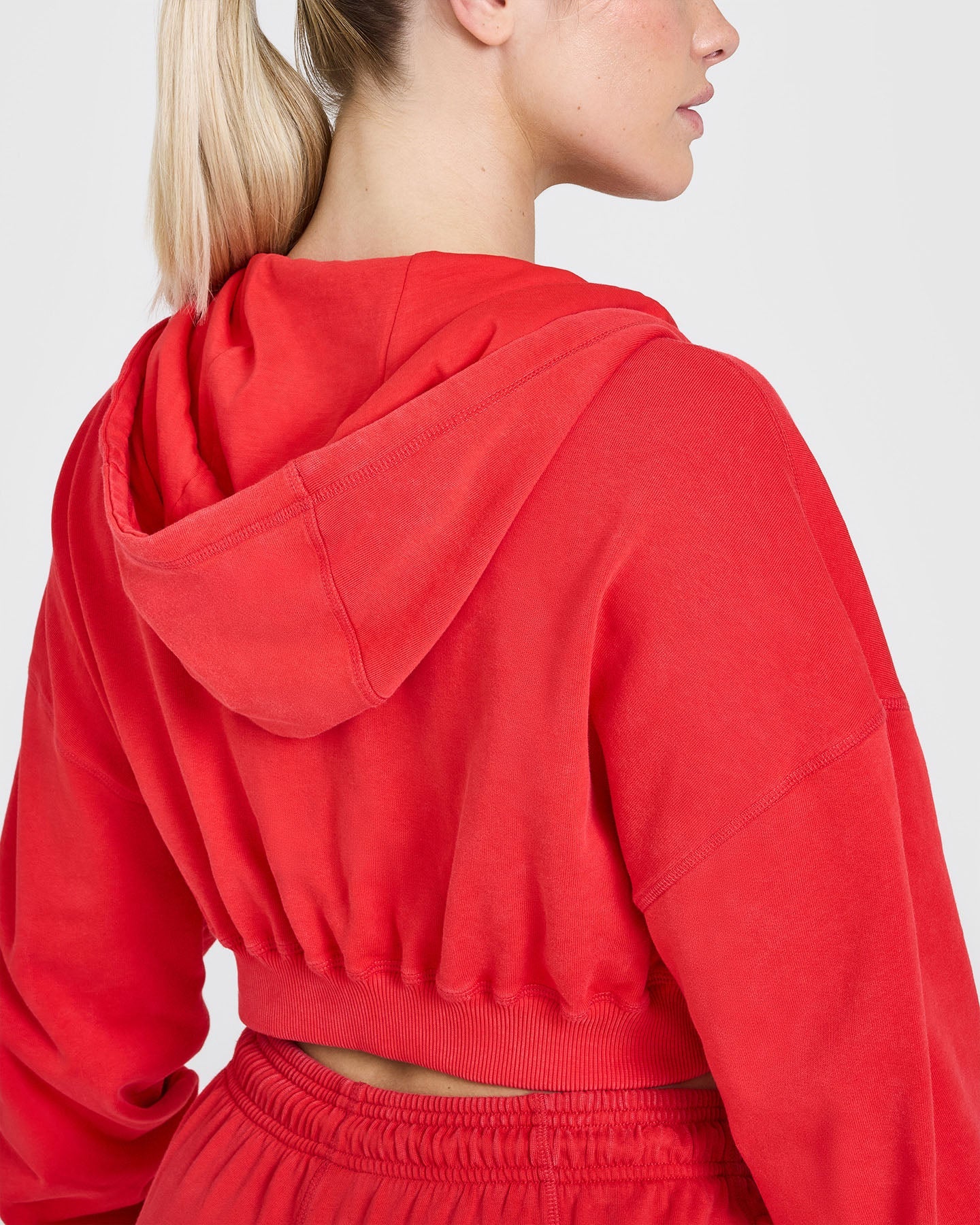 Raw Lounge Crop Zip Through Hoodie with Graphic | Muscle Mommy Red - Image 5