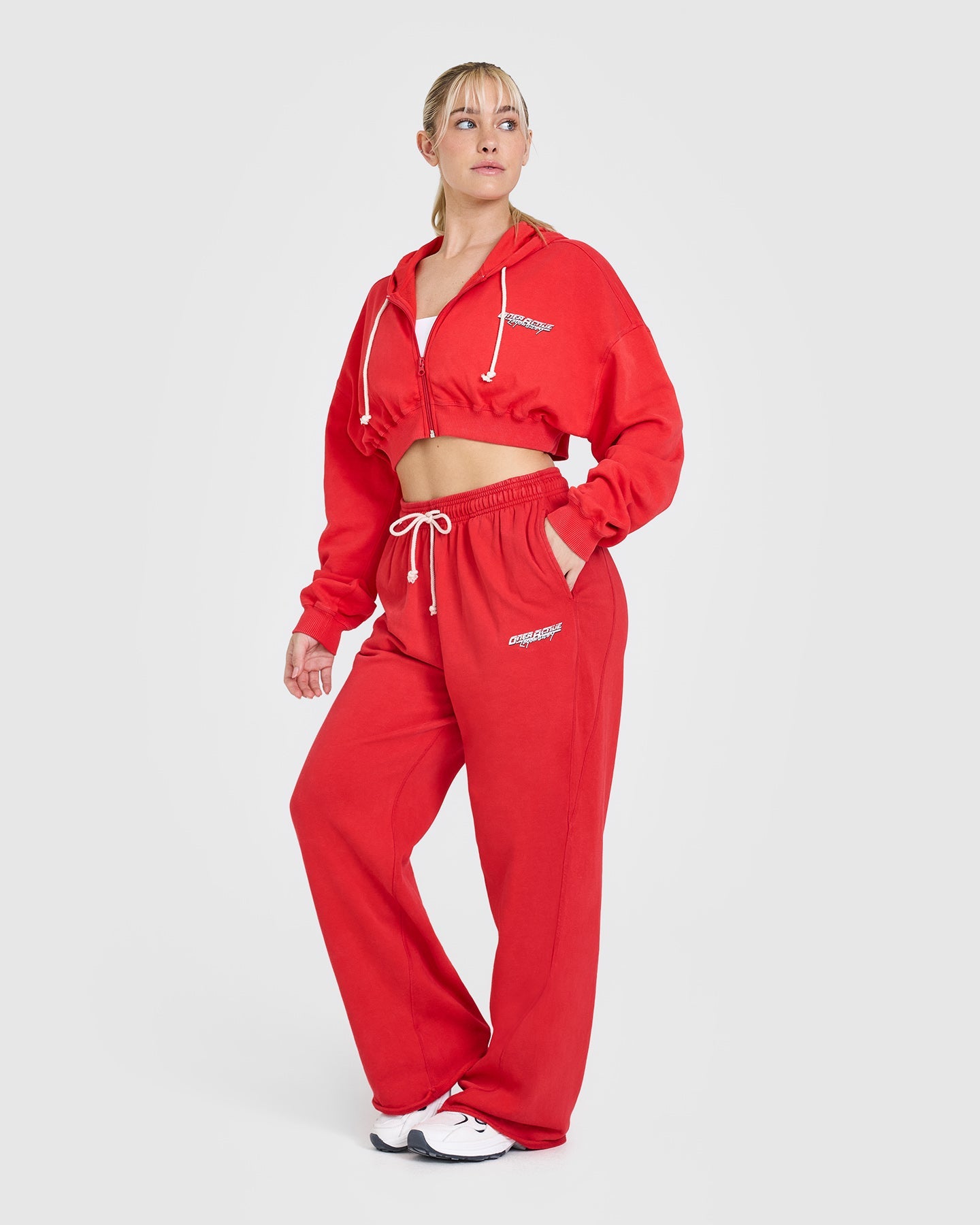 Raw Lounge Wide Leg Joggers with Graphic | Muscle Mommy Red - Image 3