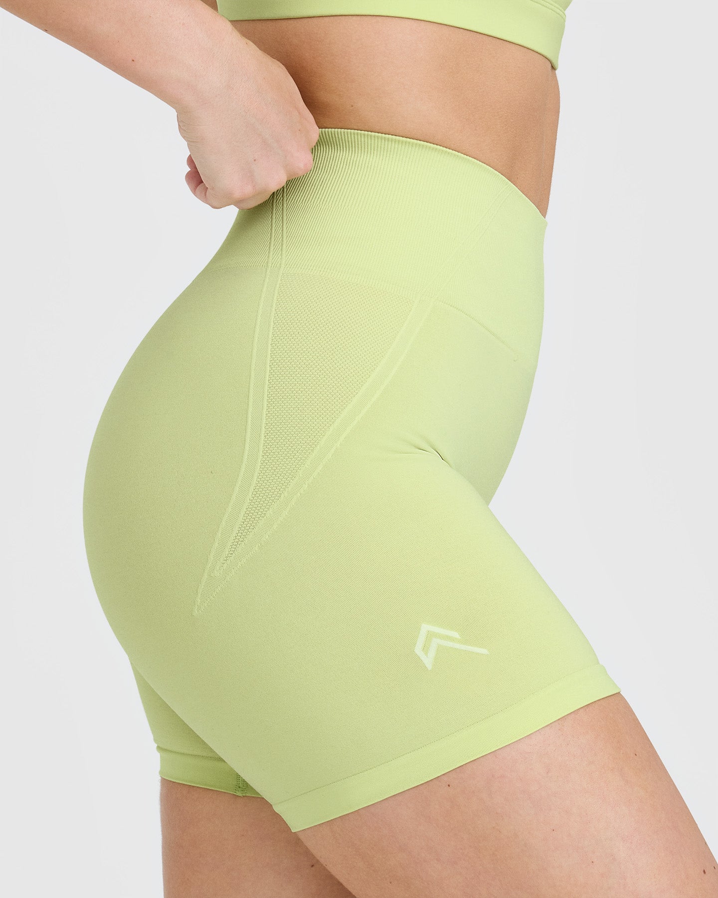 EffortlessLift Seamless Shorts with White Logo | Pump Green - Image 4