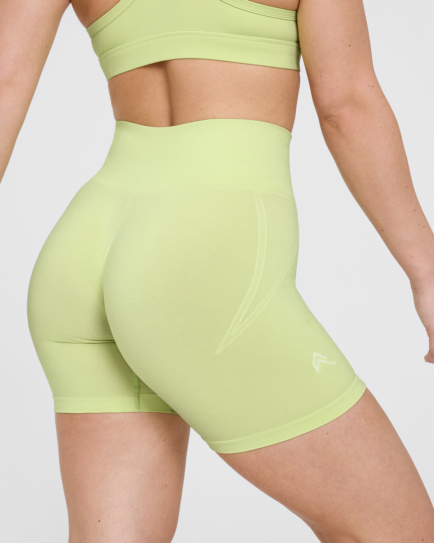 EffortlessLift Seamless Shorts with White Logo | Pump Green - Image 5