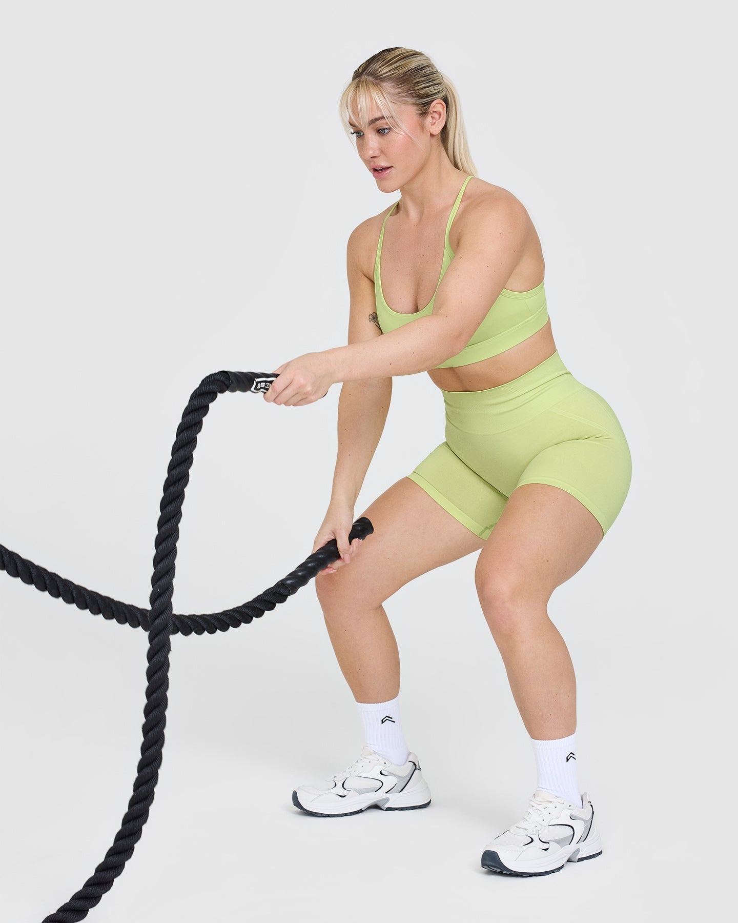 EffortlessLift Seamless Shorts with White Logo | Pump Green - Image 6
