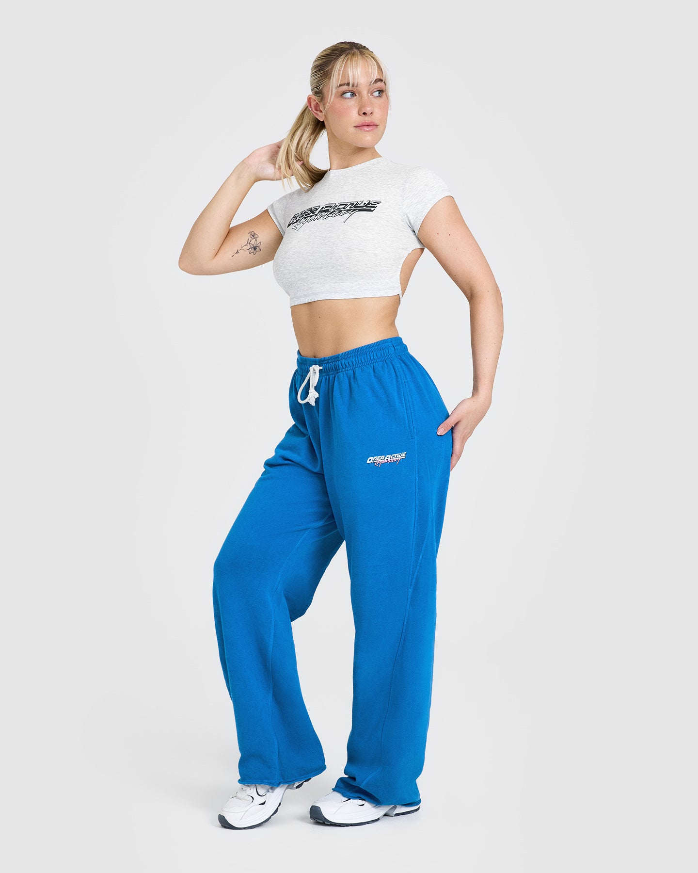 Vintage Open Back Crop T-Shirt with Graphic | Light Grey Marl - Image 3