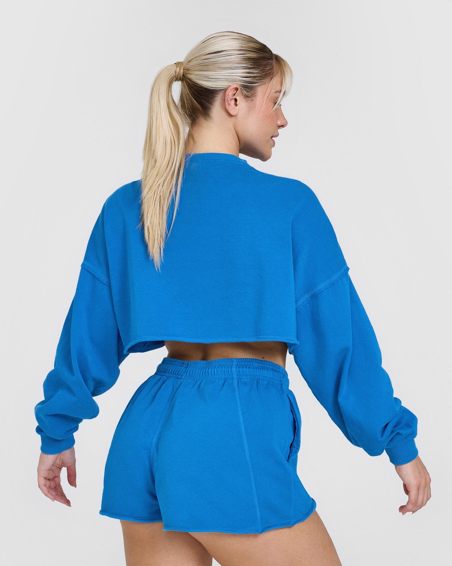 Alternative view of Raw Lounge Crop Sweatshirt with Graphic | Retro Blue