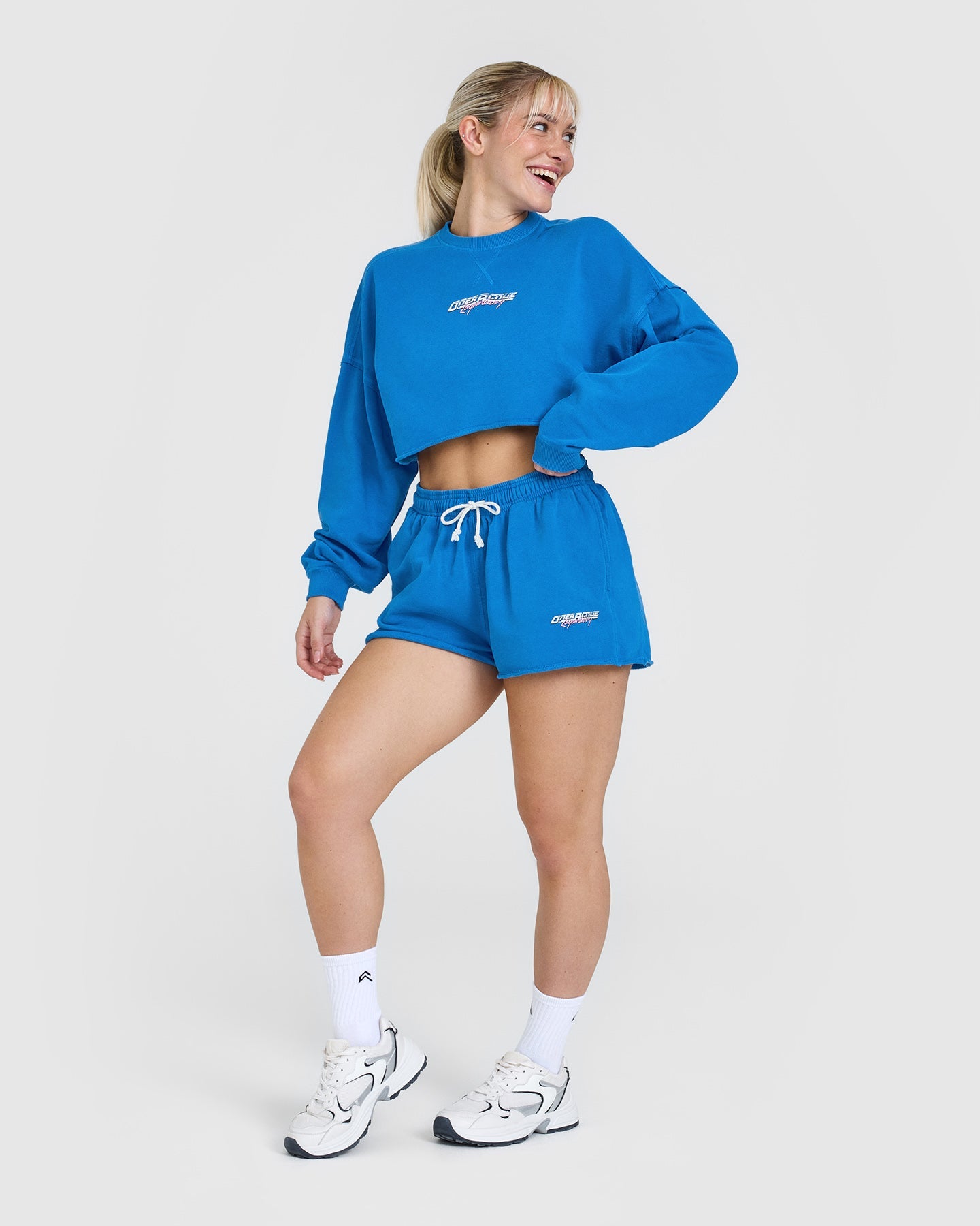 Raw Lounge Oversized Shorts with Graphic | Retro Blue - Image 3