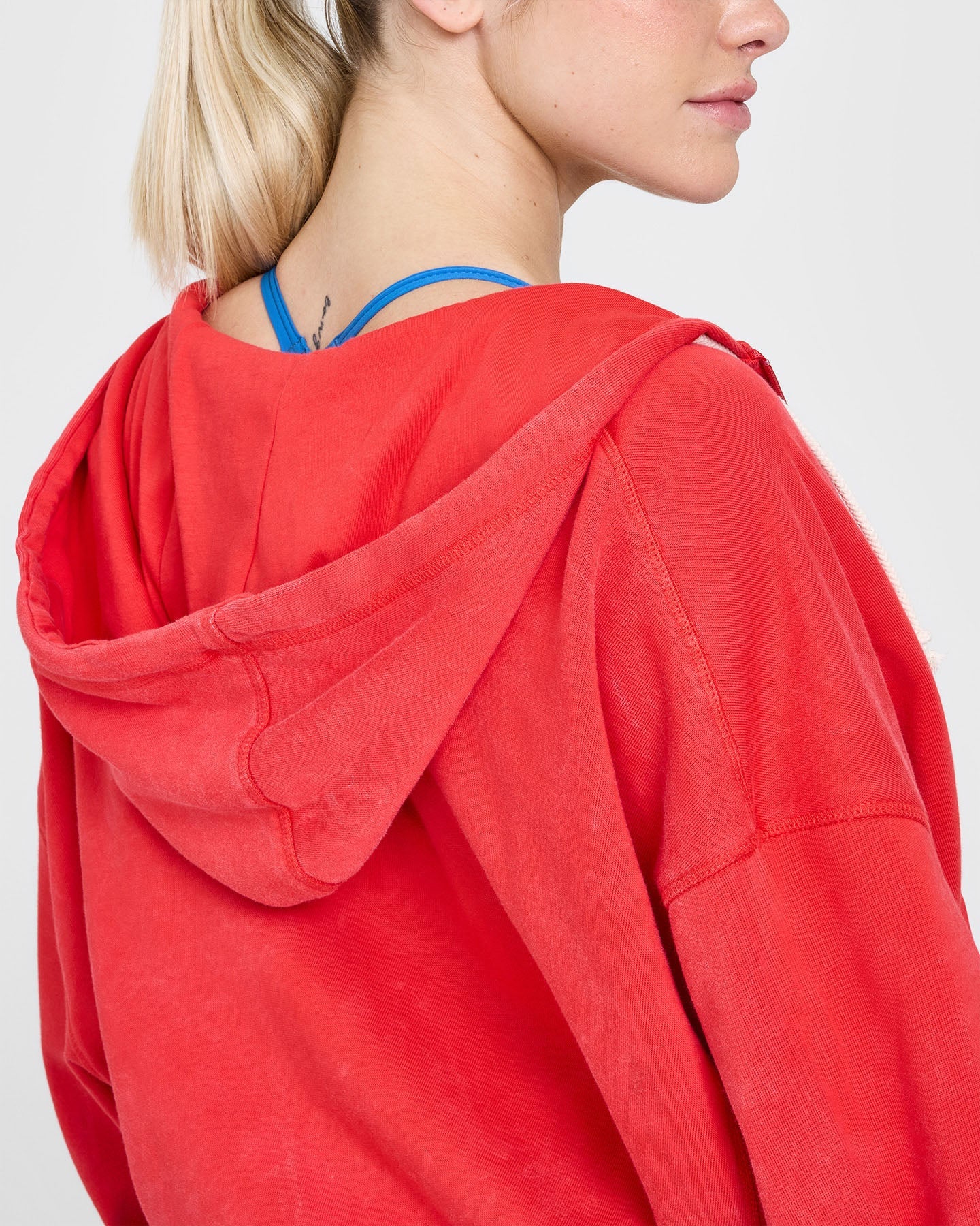 Raw Lounge Oversized Zip Through Hoodie with Graphic | Muscle Mommy Red - Image 5