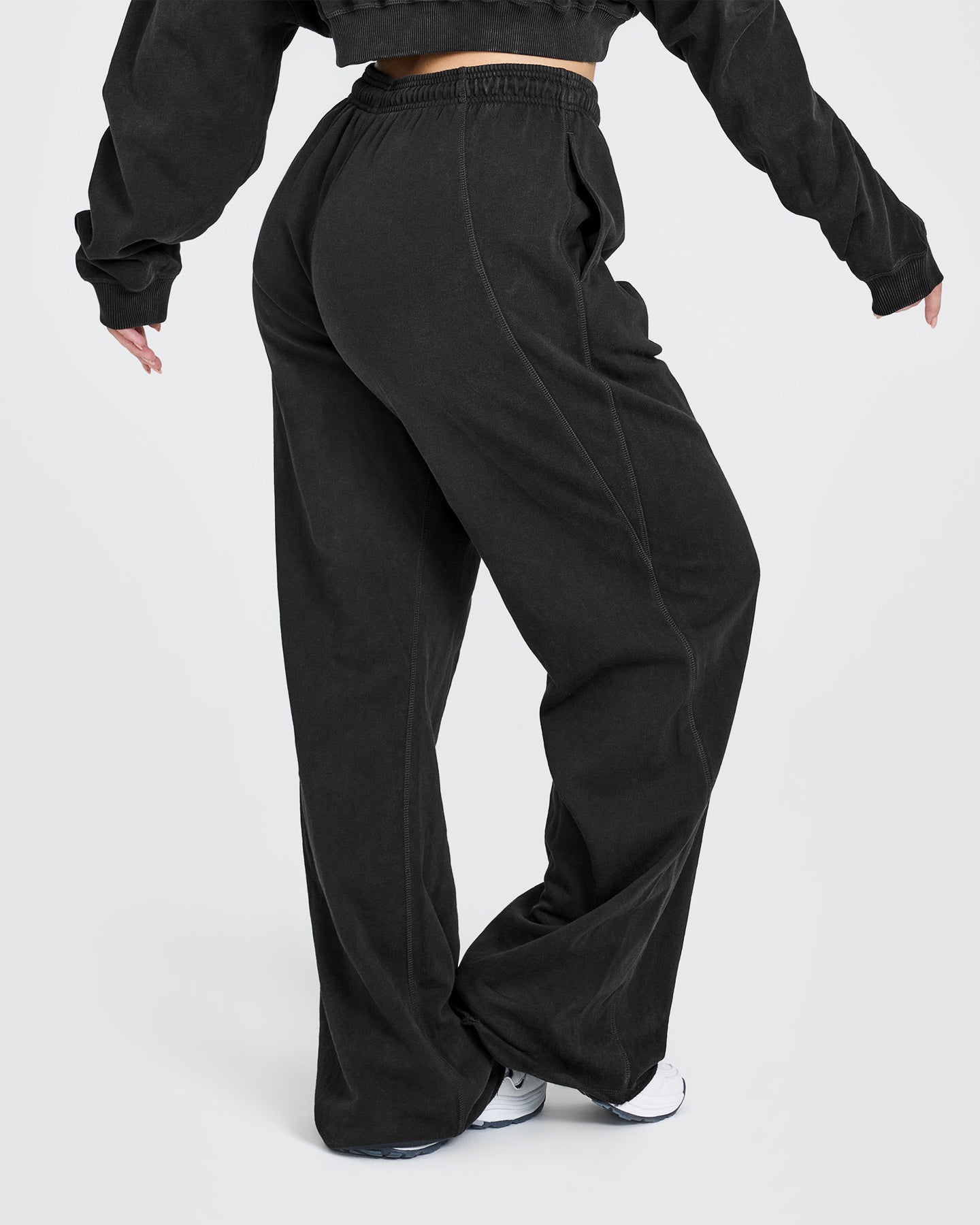 Alternative view of Raw Lounge Wide Leg Joggers with Graphic | Washed Black