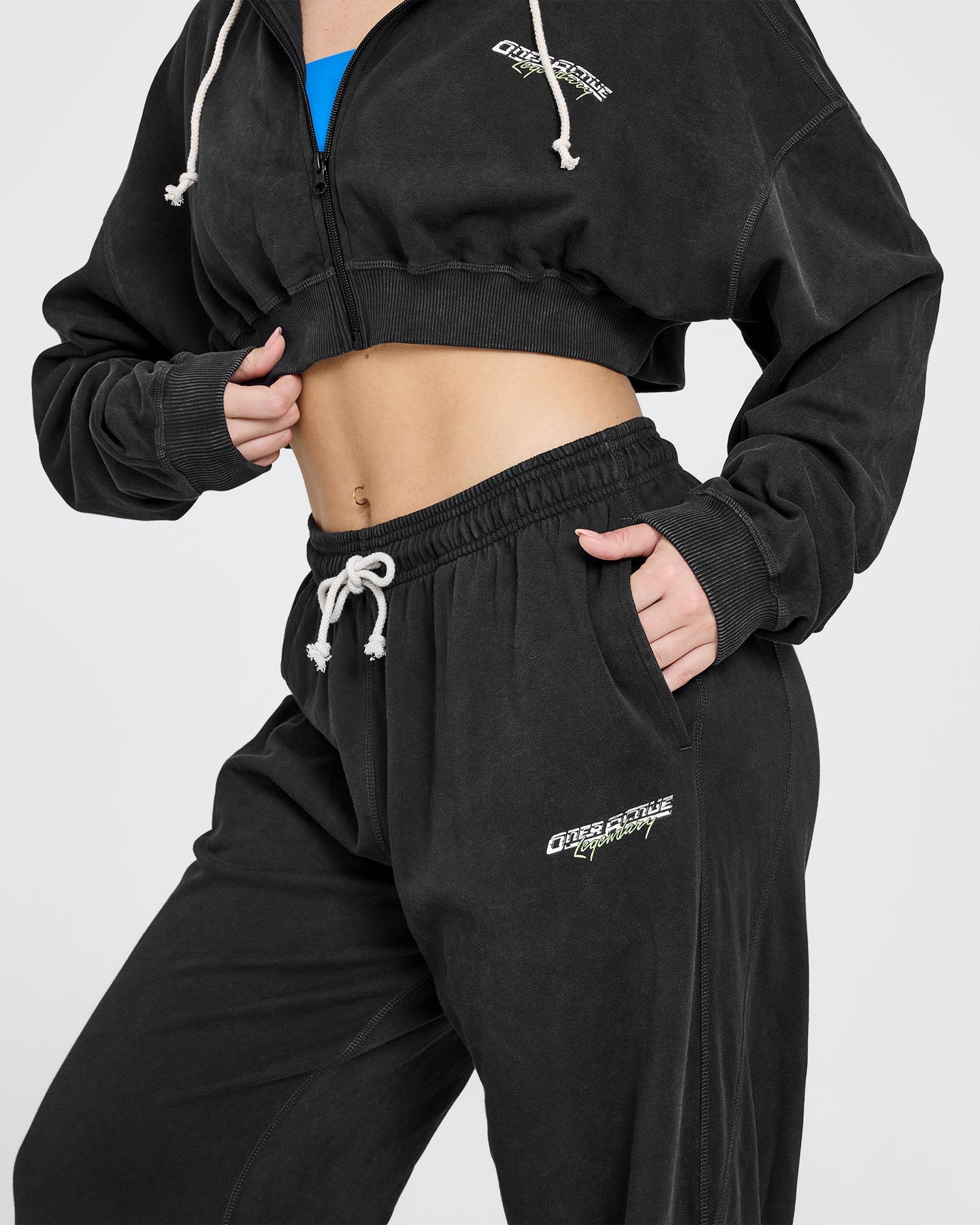 Raw Lounge Wide Leg Joggers with Graphic | Washed Black - Image 4