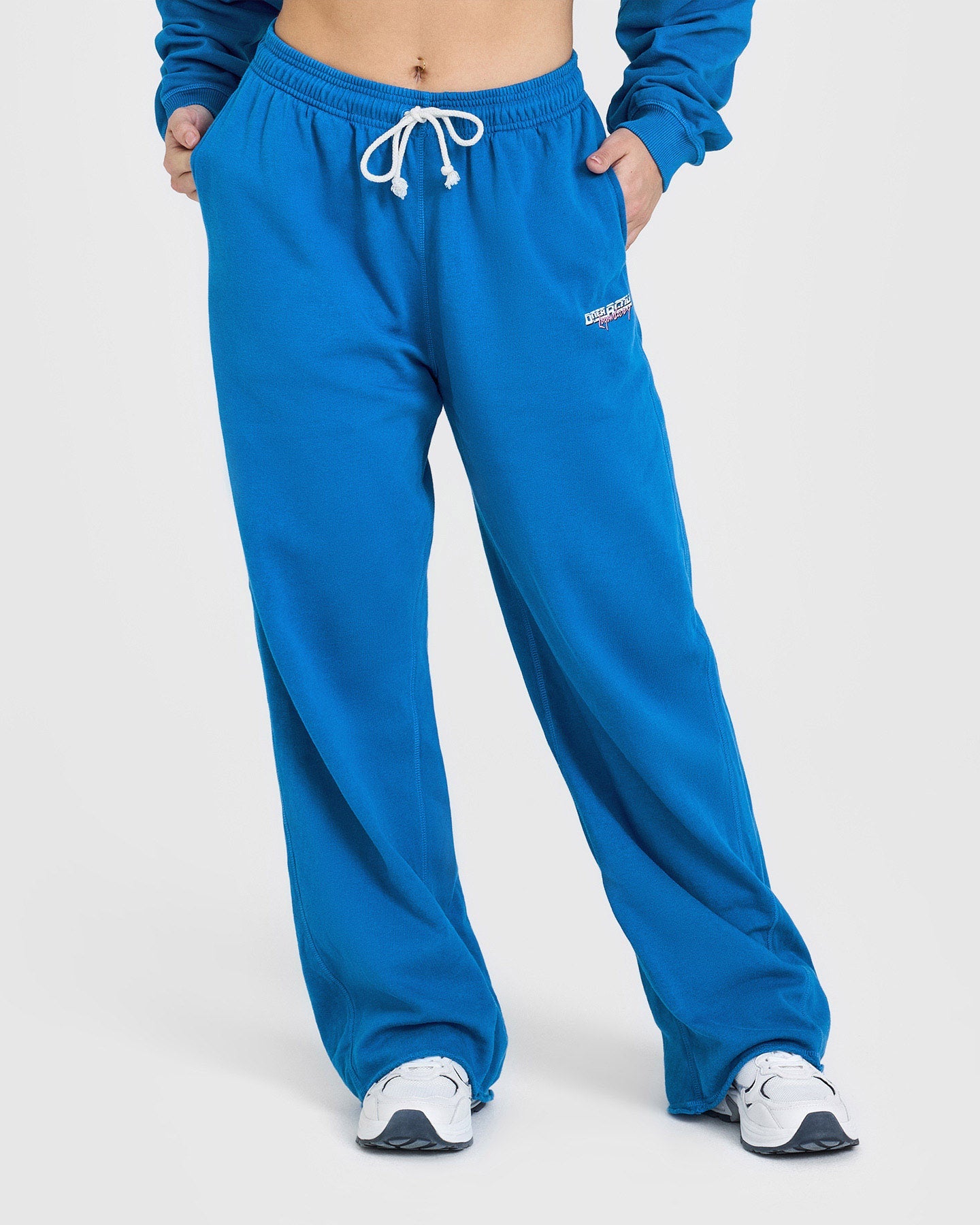 Raw Lounge Wide Leg Joggers with Graphic | Retro Blue