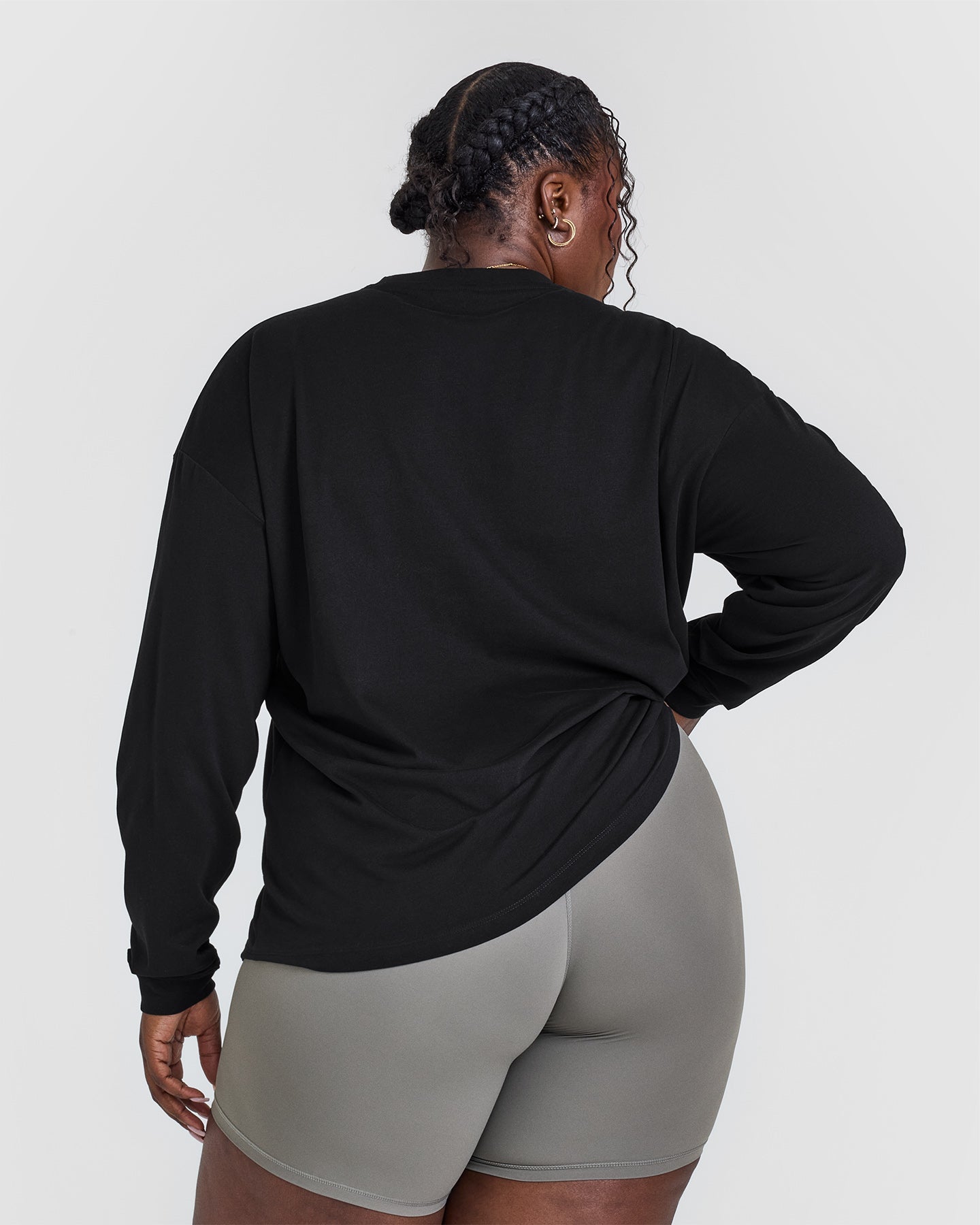 Alternative view of Classic Oversized Lightweight Long Sleeve Top | Black