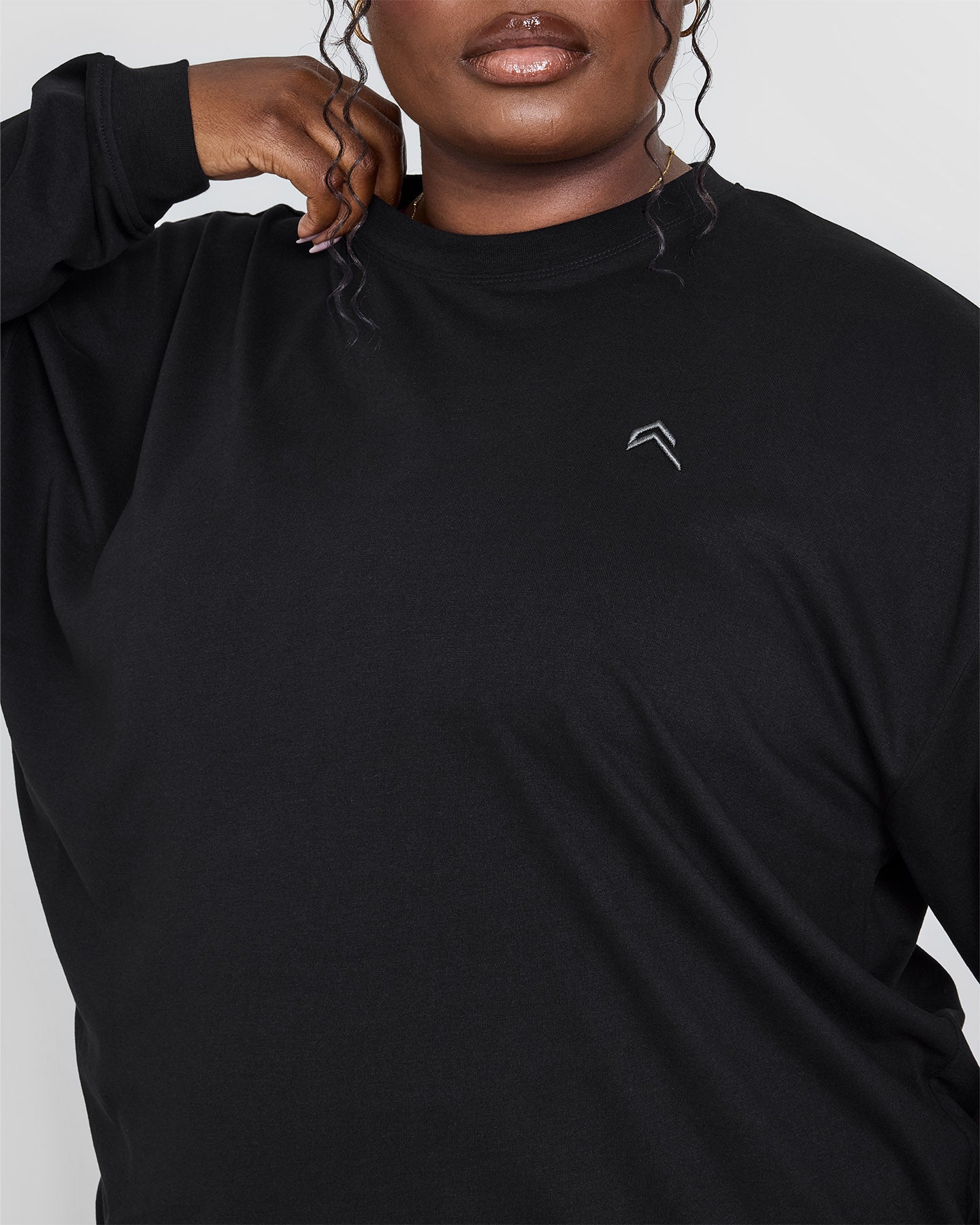 Classic Oversized Lightweight Long Sleeve Top | Black - Image 4
