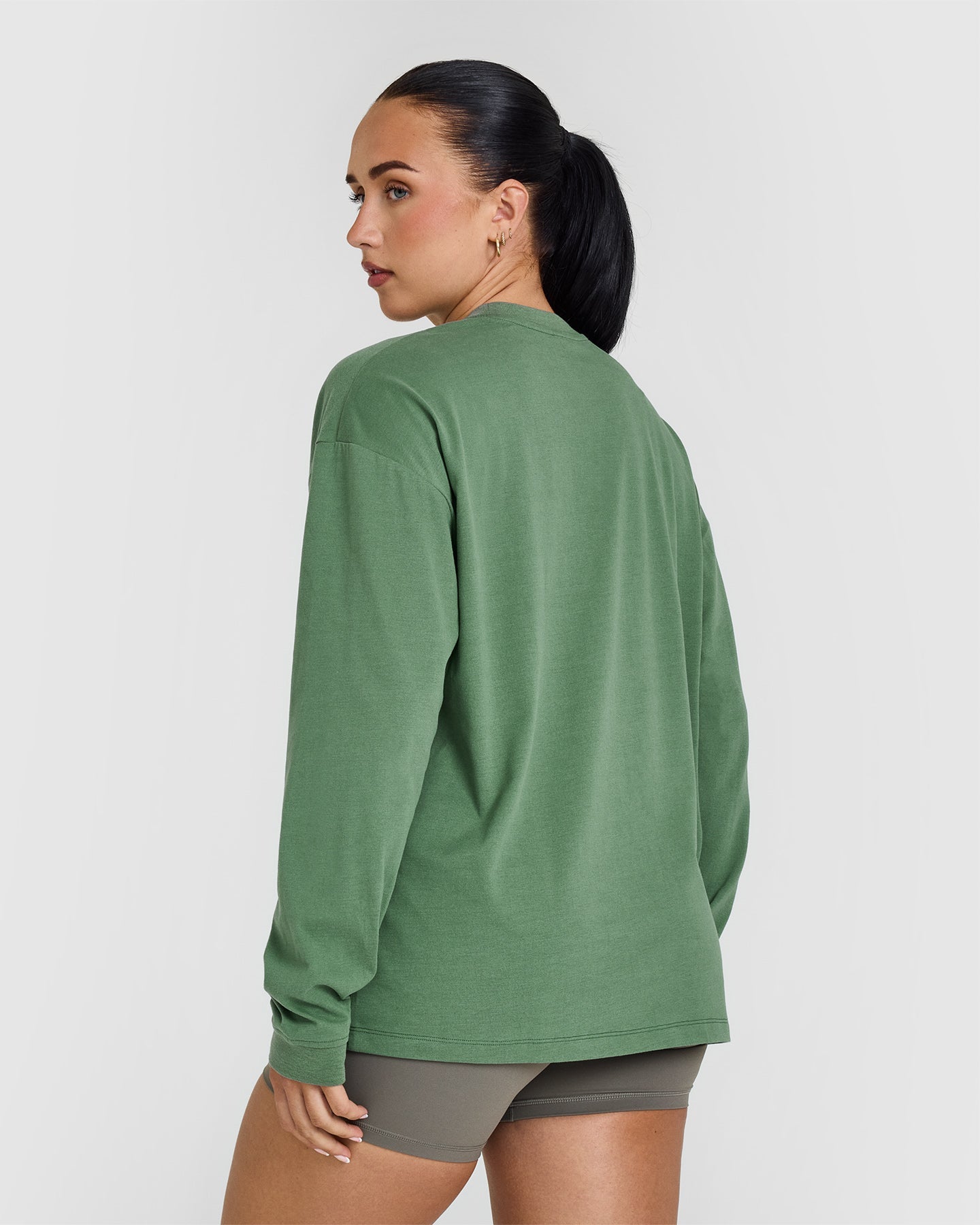 Alternative view of Classic Oversized Lightweight Long Sleeve Top | Washed Forest Green