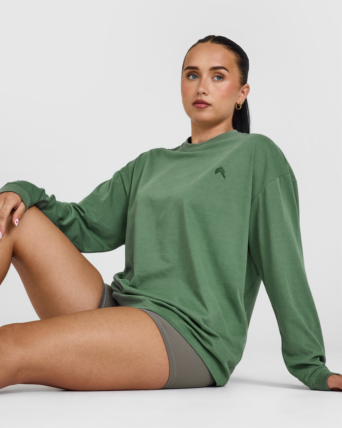 Classic Oversized Lightweight Long Sleeve Top | Washed Forest Green - Image 5