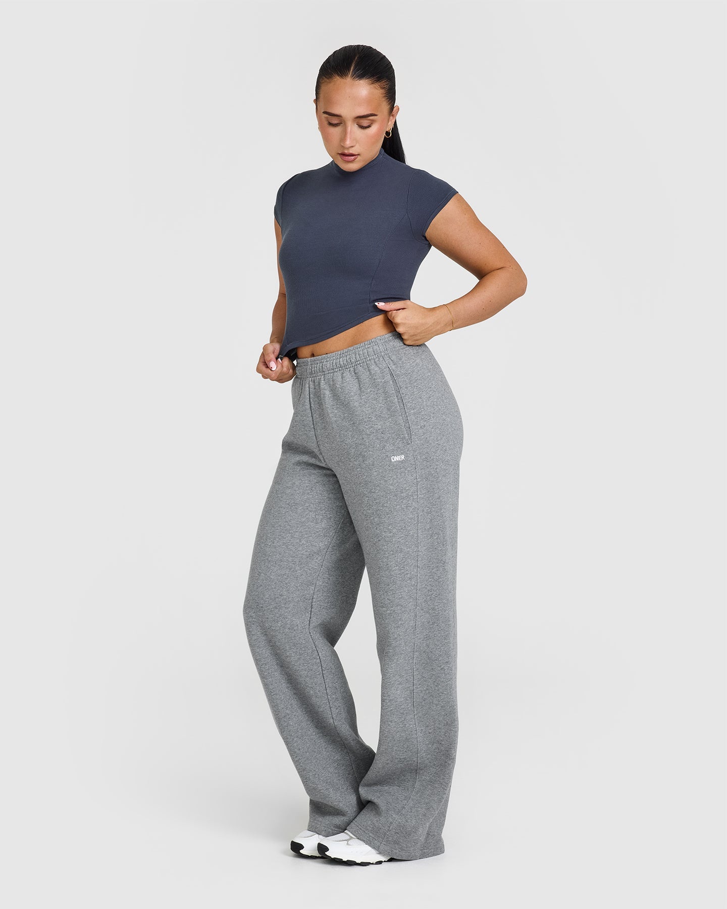 Mellow Rib Mid Mock Neck T-Shirt | True Blue - Image 3