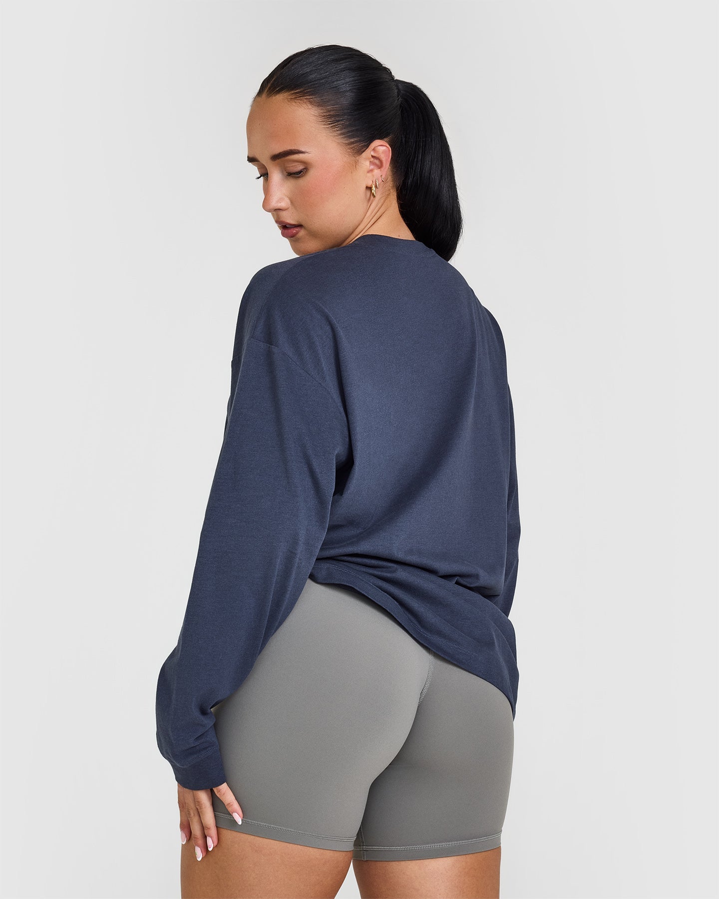Alternative view of Classic Oversized Lightweight Long Sleeve Top | True Blue