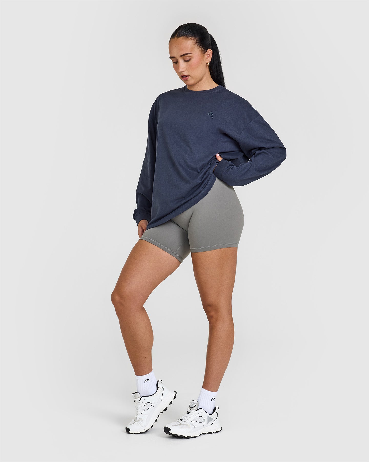 Classic Oversized Lightweight Long Sleeve Top | True Blue - Image 3