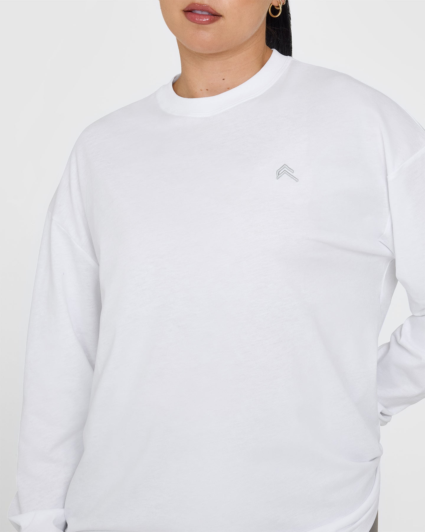 Classic Oversized Lightweight Long Sleeve Top | White - Image 4