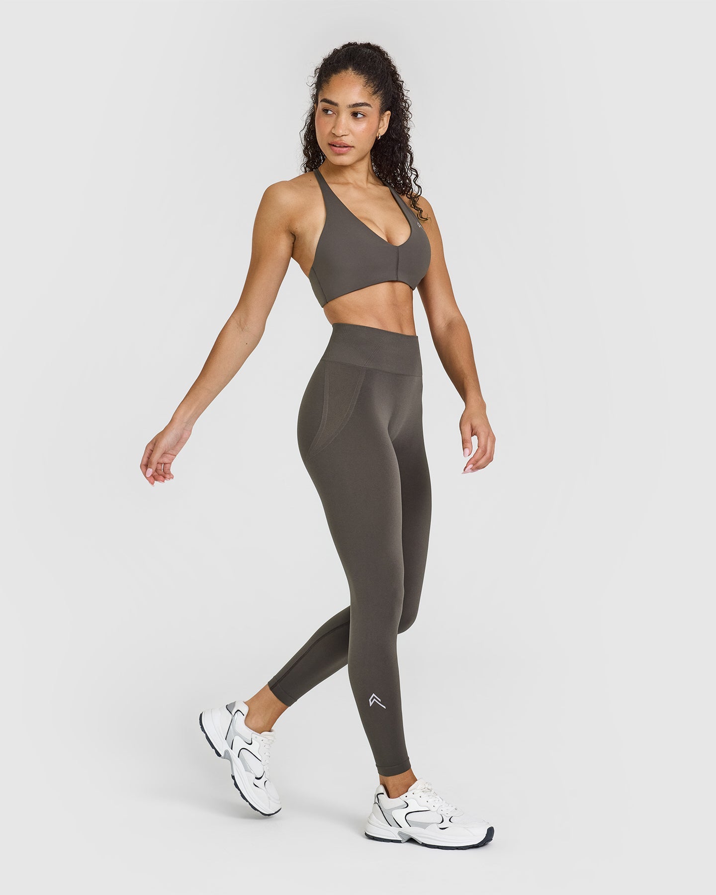 EffortlessLift Seamless Leggings with White Logo | Deep Taupe - Image 3