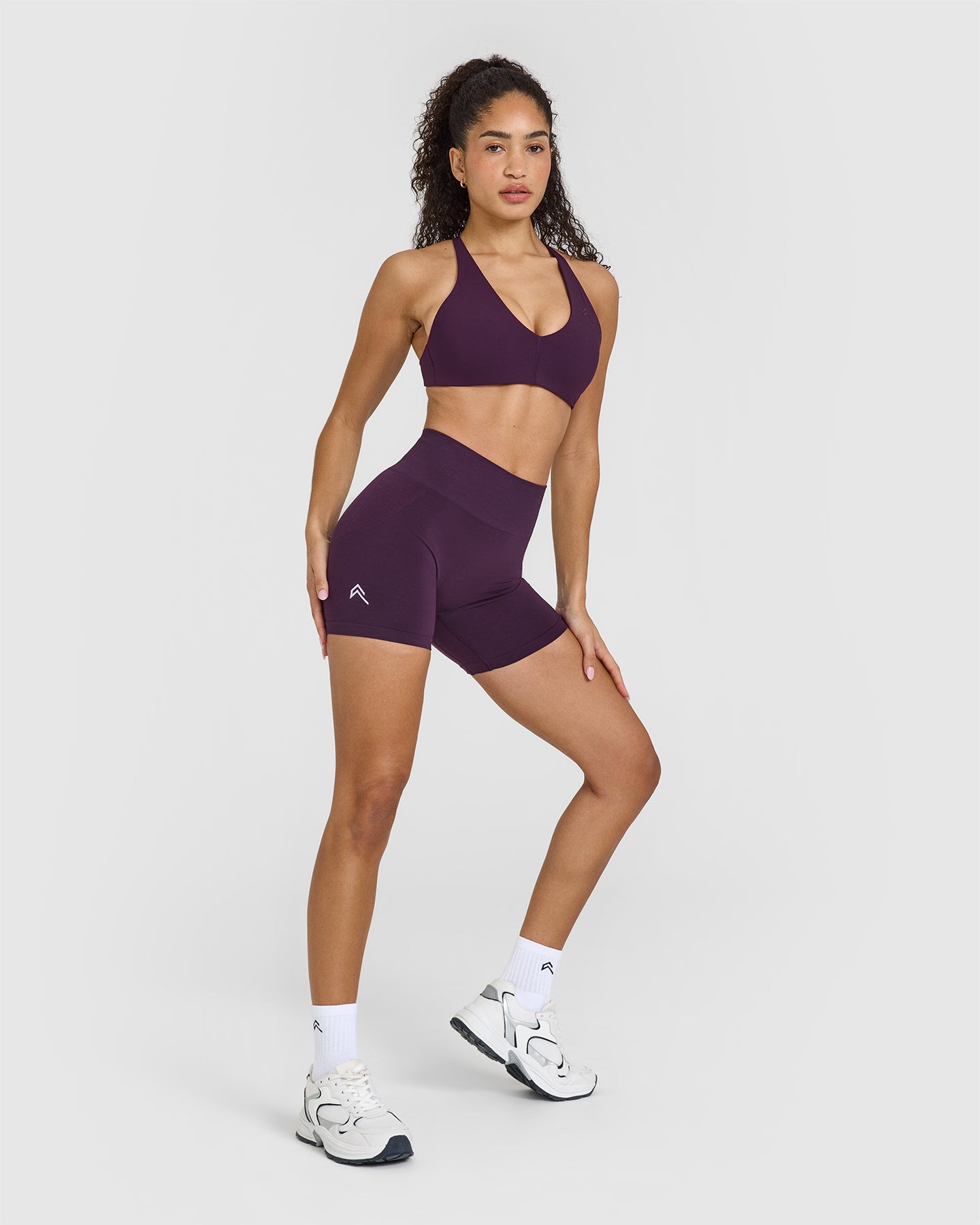 EffortlessLift Seamless Shorts with White Logo | Blackberry Purple - Image 3