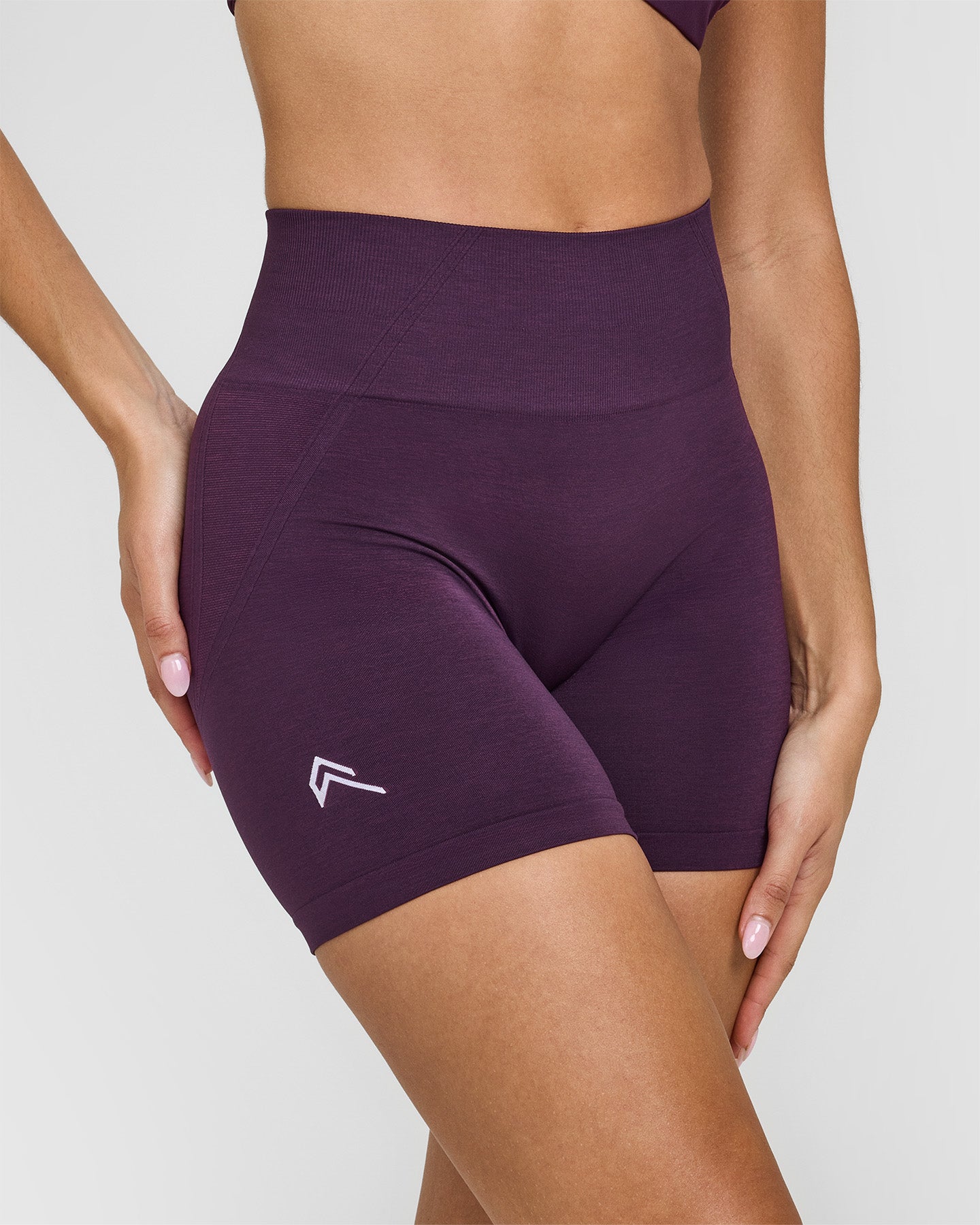 EffortlessLift Seamless Shorts with White Logo | Blackberry Purple - Image 4