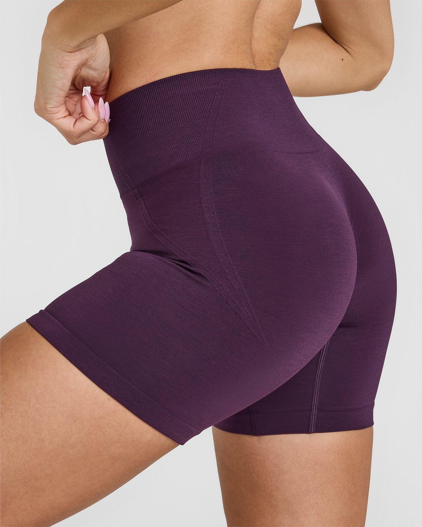 EffortlessLift Seamless Shorts with White Logo | Blackberry Purple - Image 5