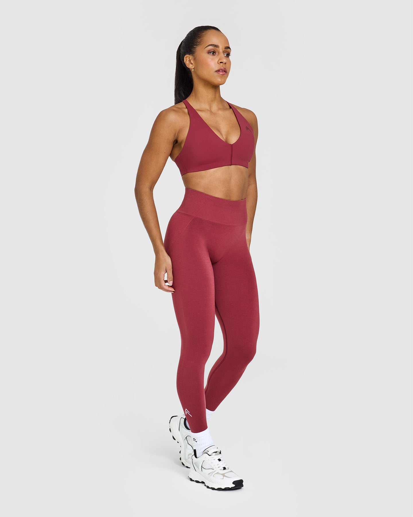 EffortlessLift Seamless Leggings with White Logo | Burnt Cherry - Image 3