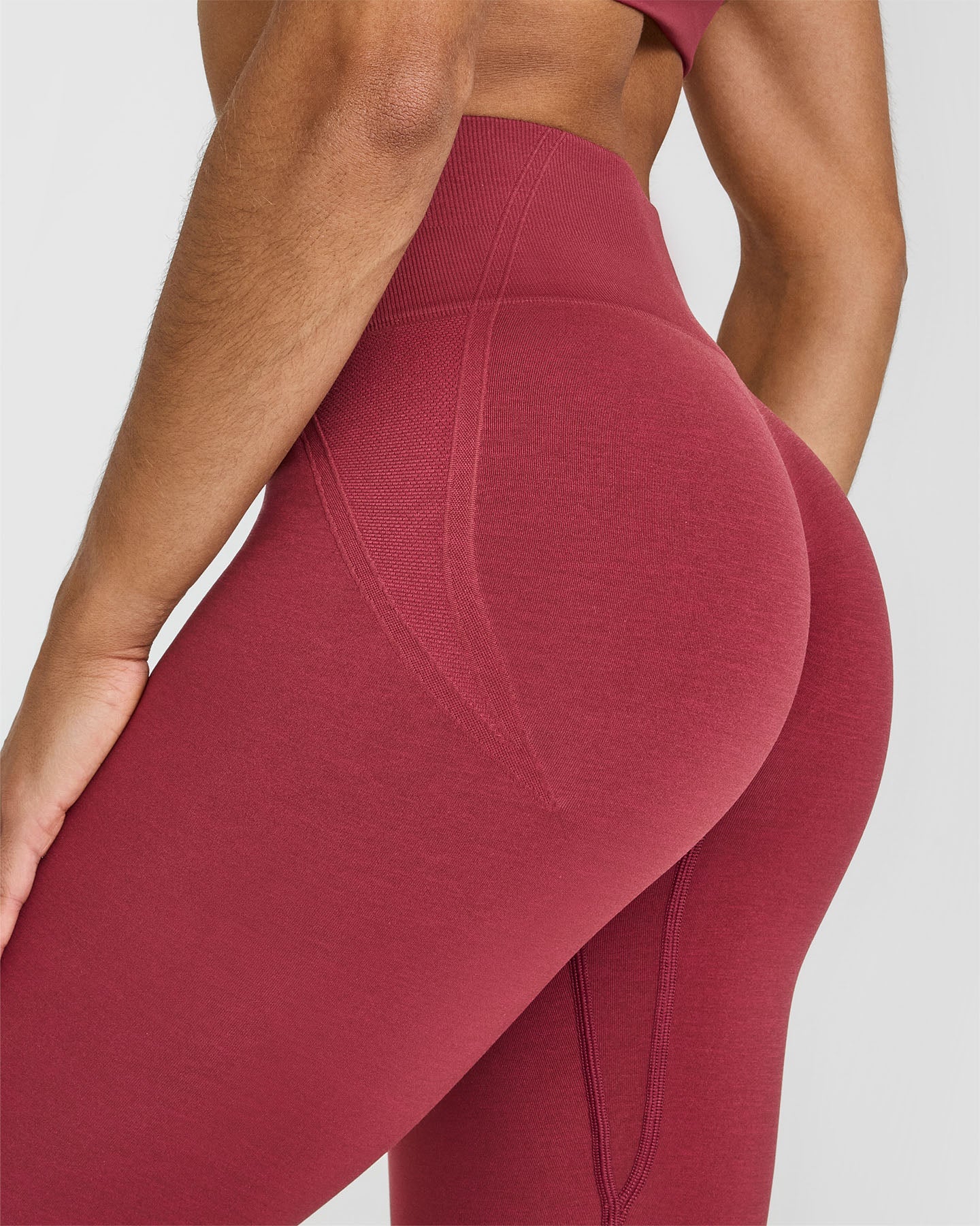 EffortlessLift Seamless Leggings with White Logo | Burnt Cherry - Image 5