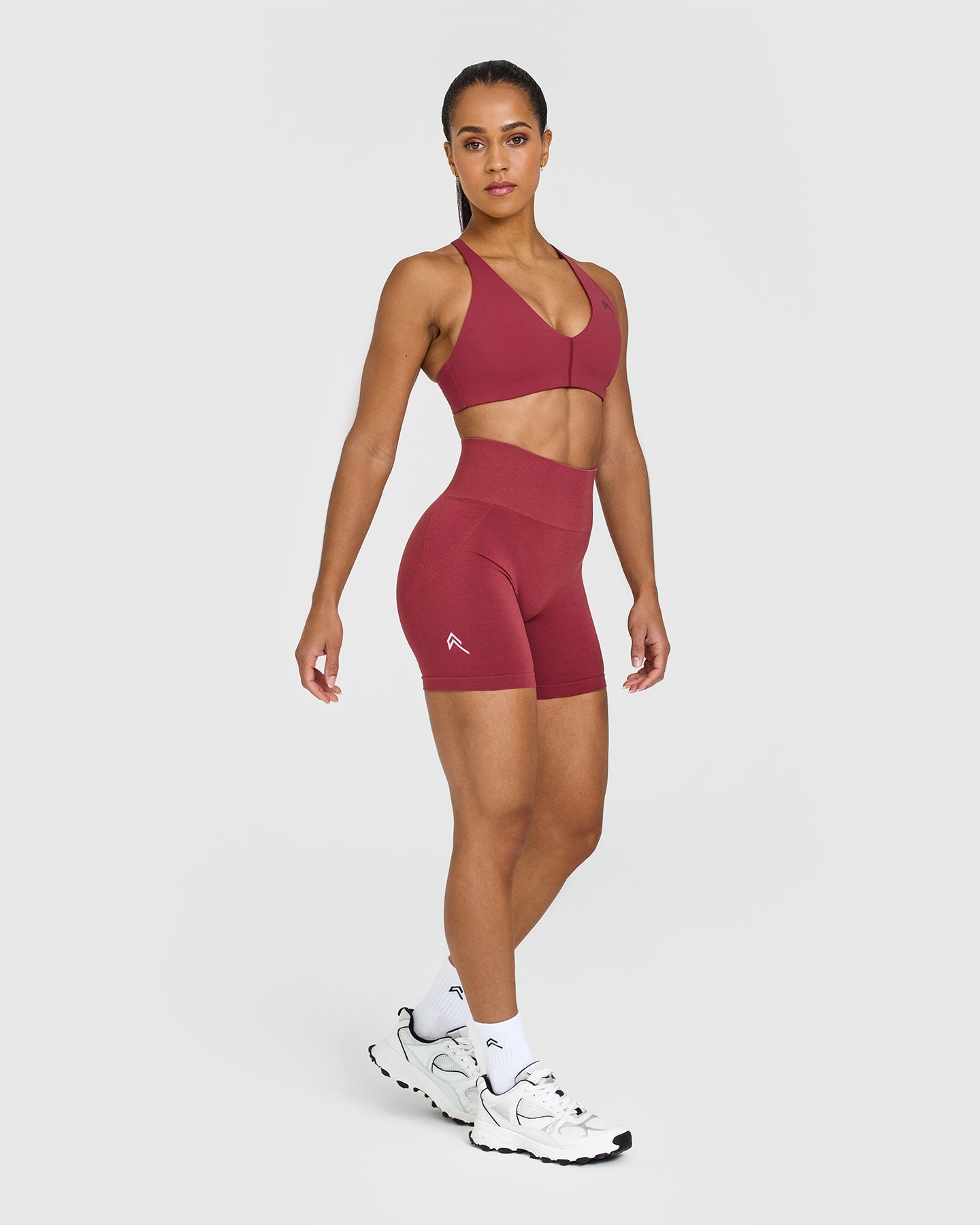 EffortlessLift Seamless Shorts with White Logo | Burnt Cherry - Image 3
