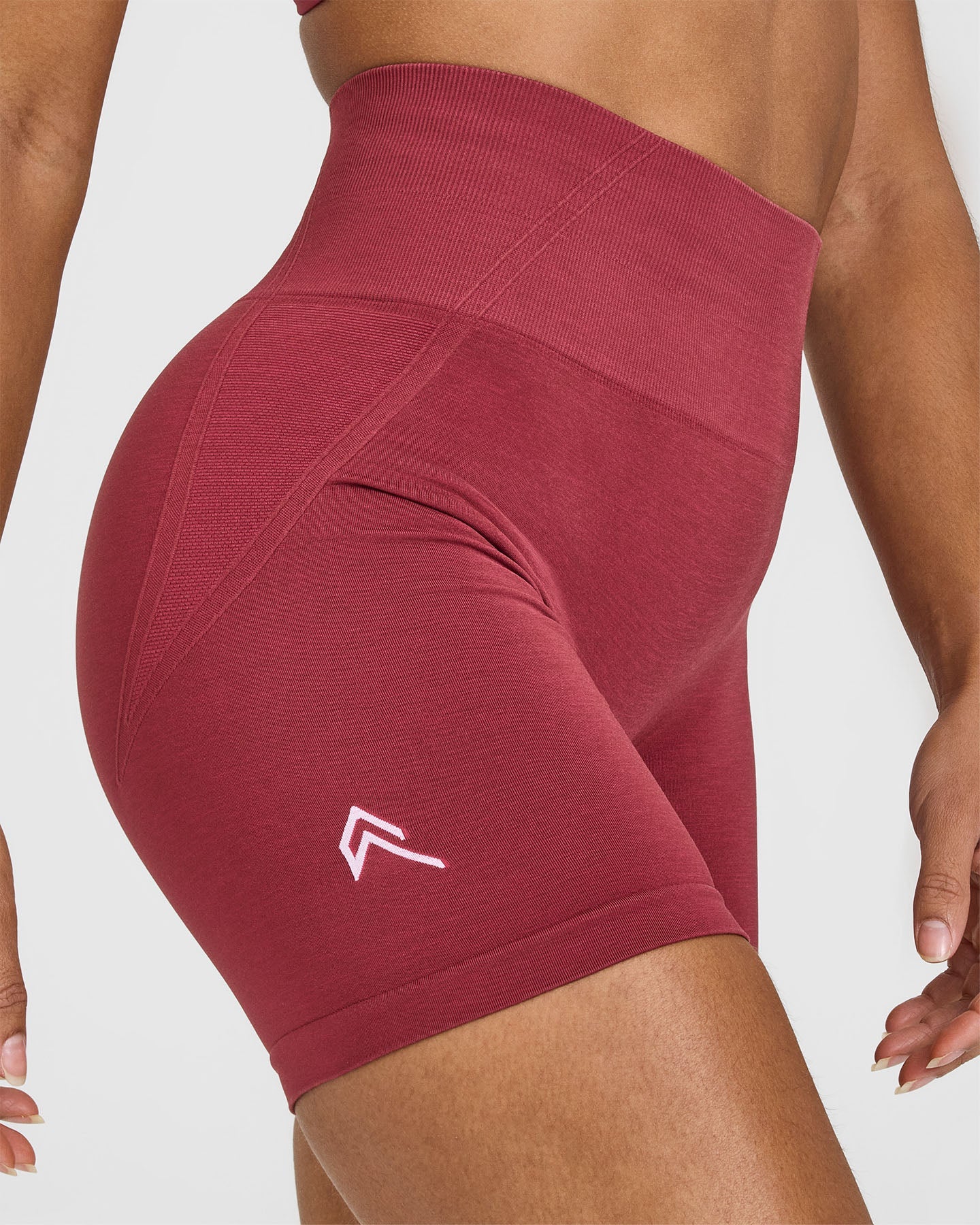 EffortlessLift Seamless Shorts with White Logo | Burnt Cherry - Image 4