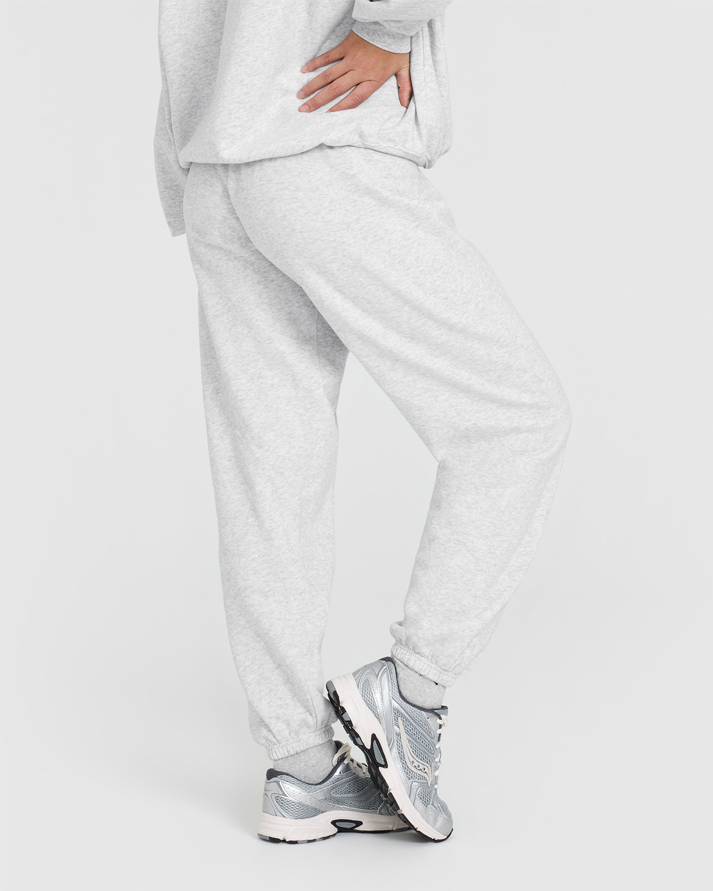 Alternative view of Mid Weight Joggers | Light Grey Marl