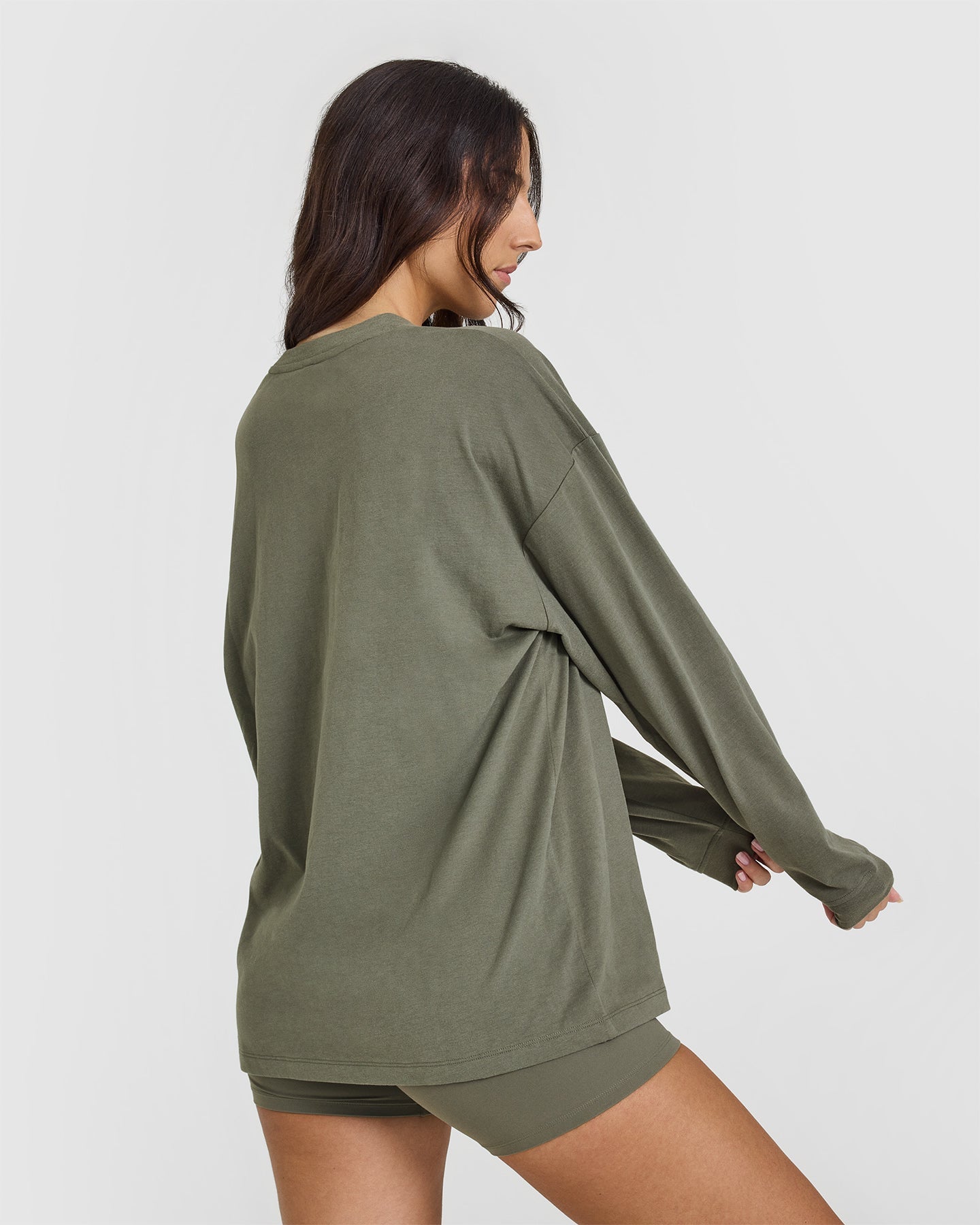 Alternative view of Classic Oversized Lightweight Long Sleeve Top | Alpine Green