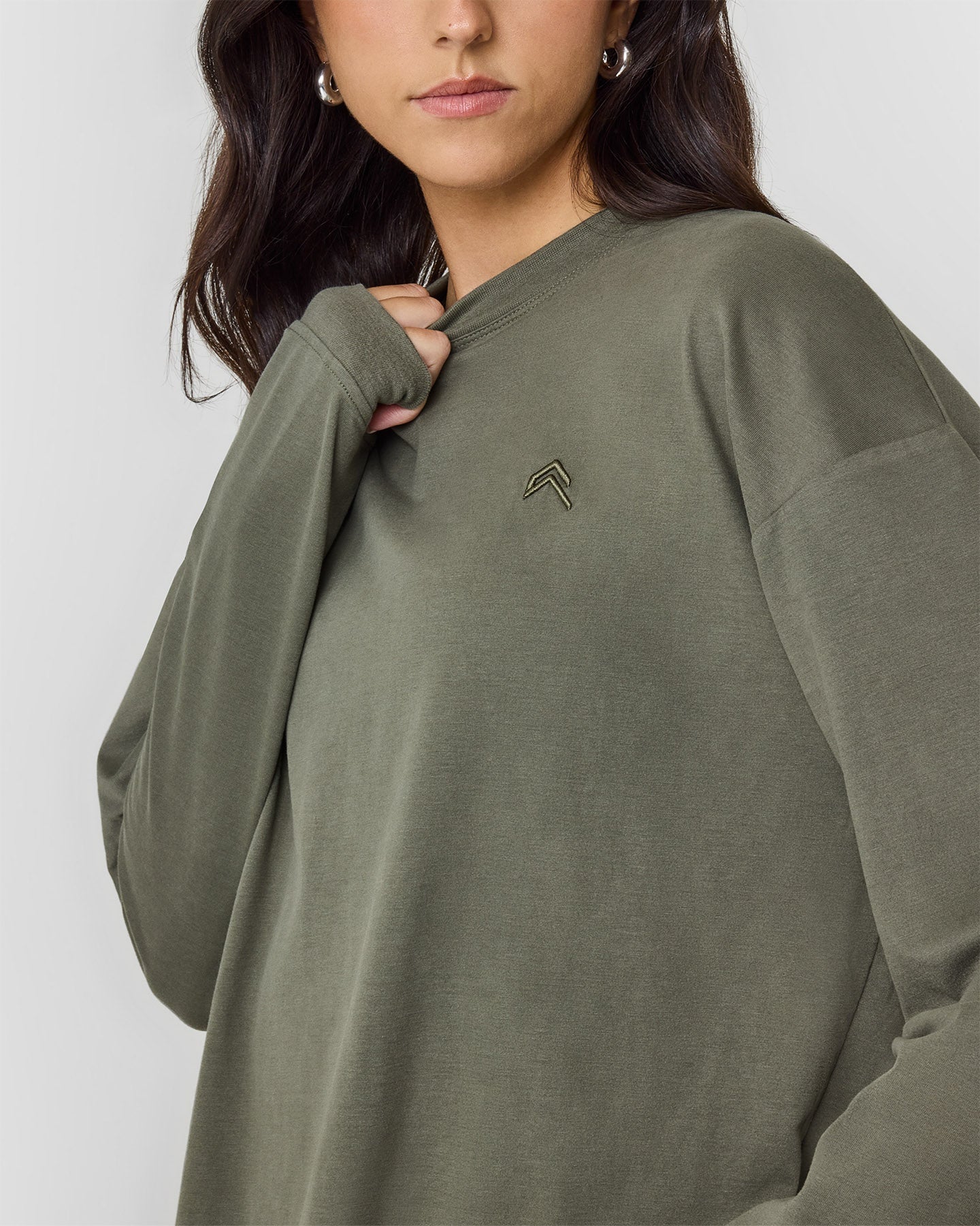 Classic Oversized Lightweight Long Sleeve Top | Alpine Green - Image 4