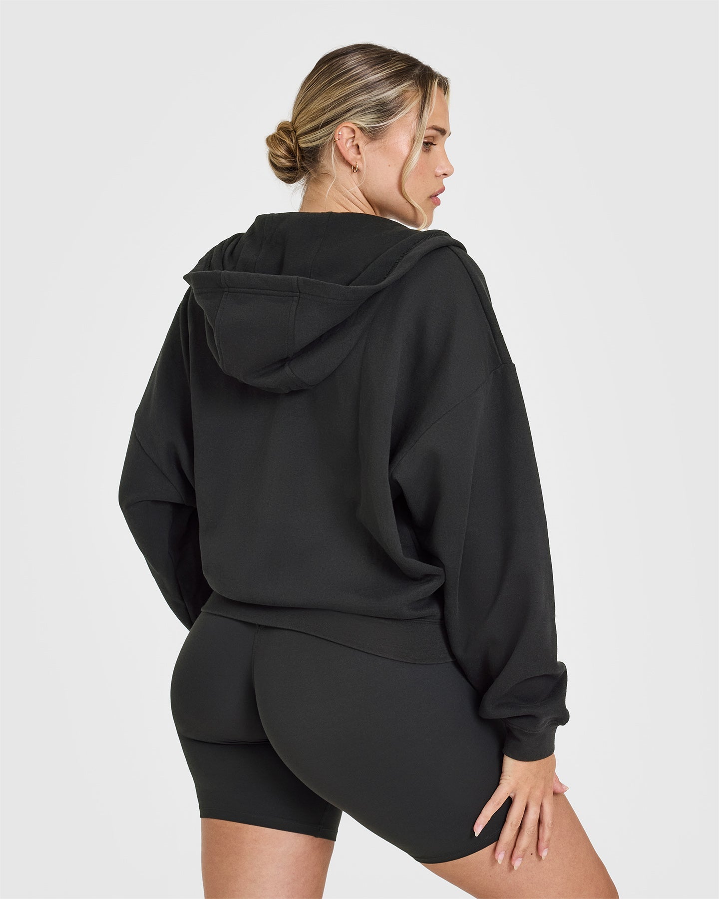 Alternative view of Mid Weight Zip Through Hoodie | Soft Black