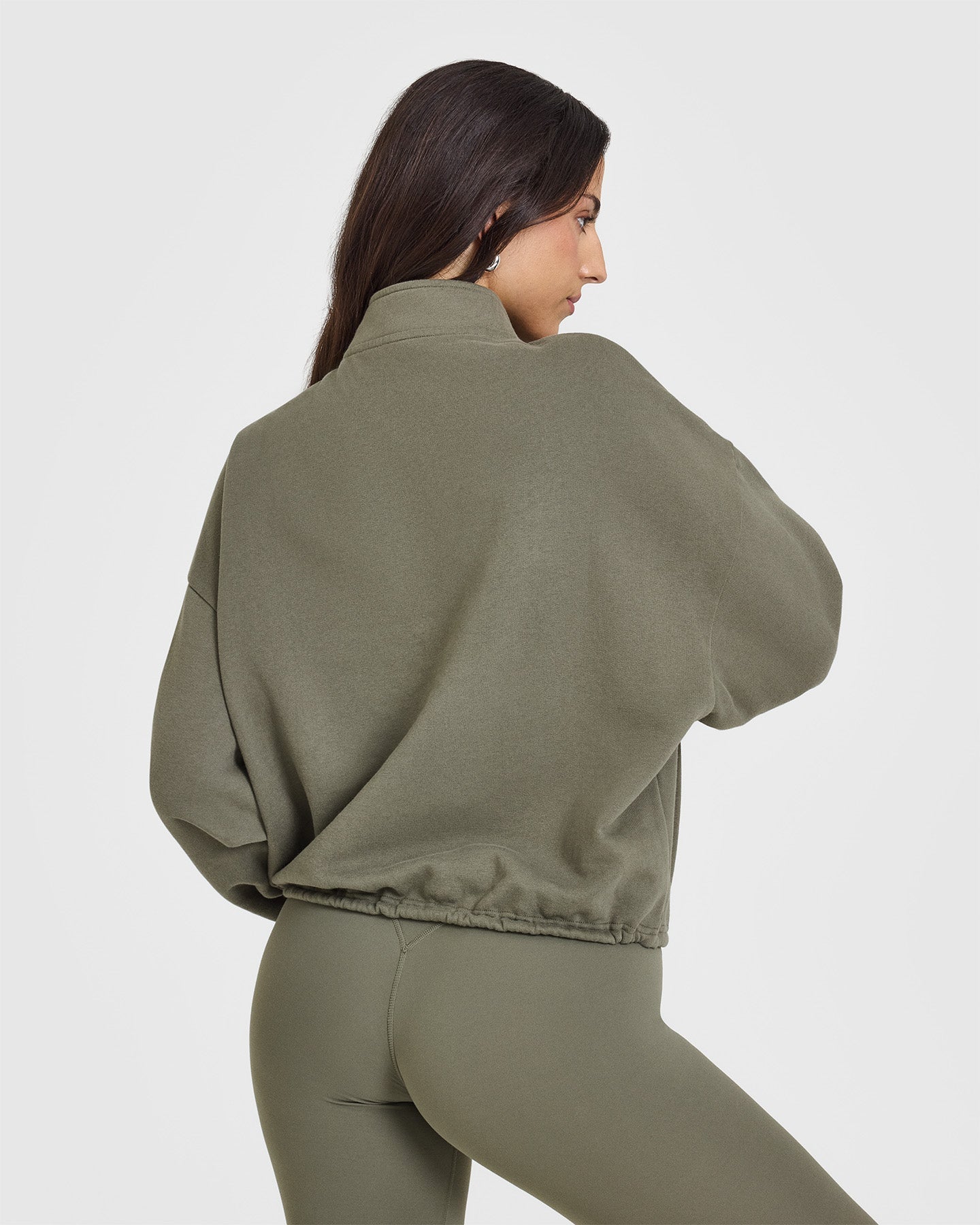 Alternative view of Mid Weight 1/4 Zip Sweatshirt | Alpine Green
