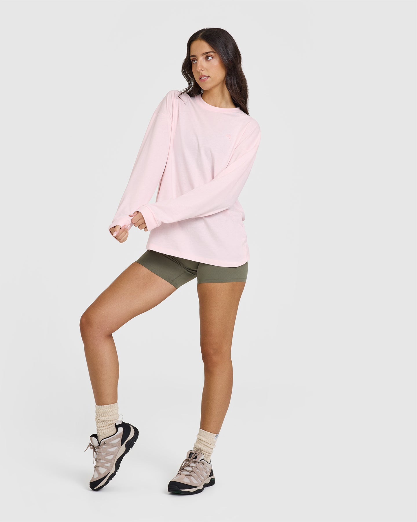 Classic Oversized Lightweight Long Sleeve Top | Ballet Pink - Image 3