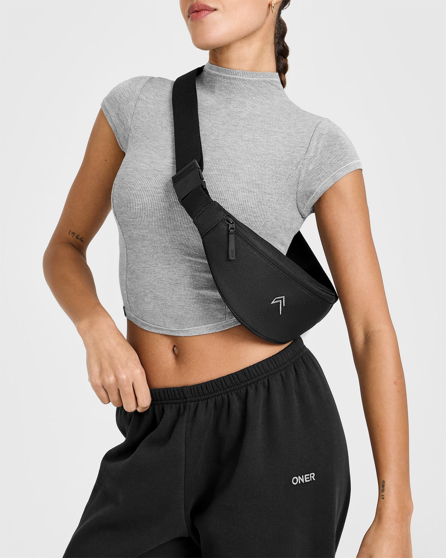 Mellow Rib Mid Mock Neck T-Shirt | Charcoal Marl - Image 6