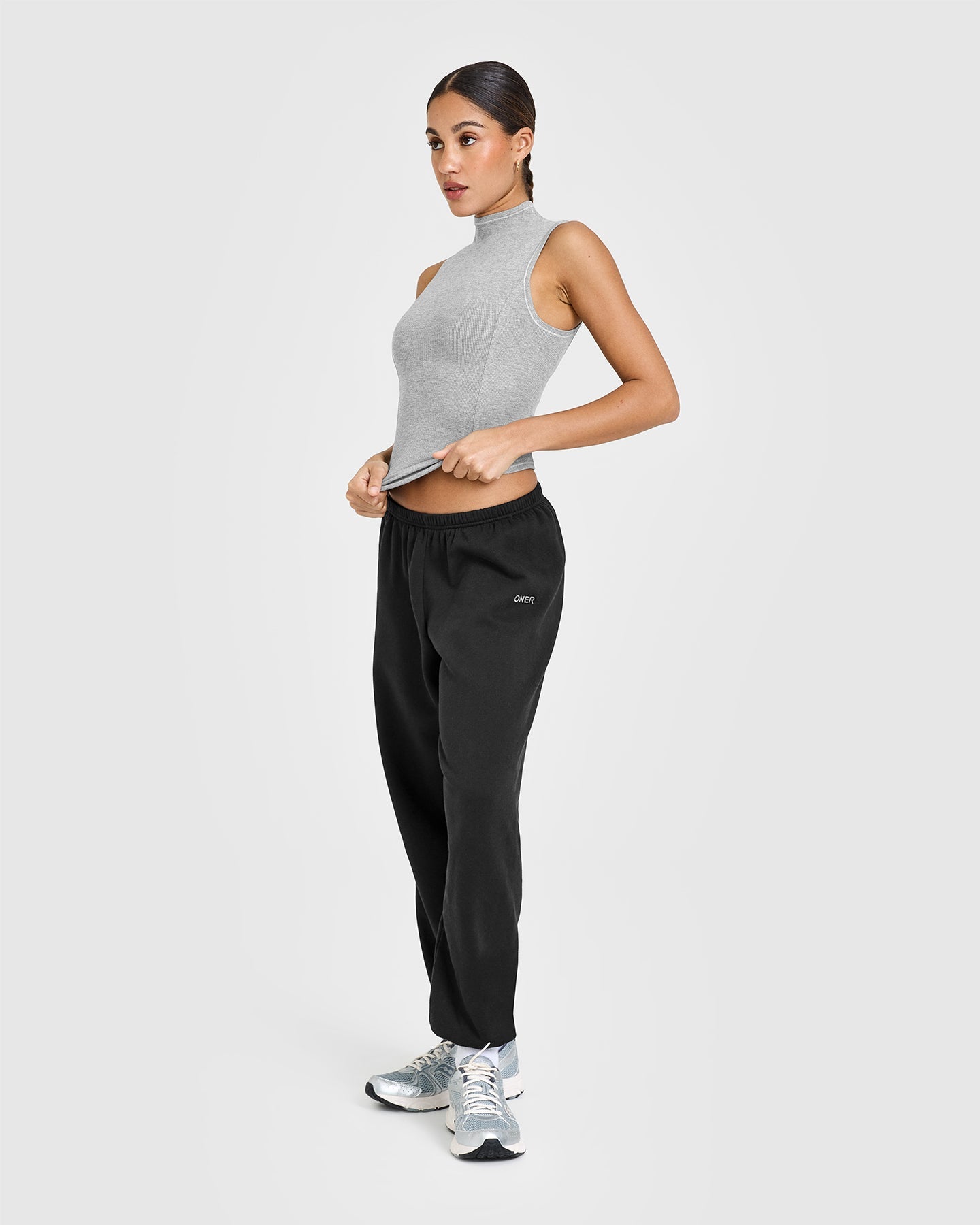 Mellow Rib Mock Neck Tank | Charcoal Marl - Image 3