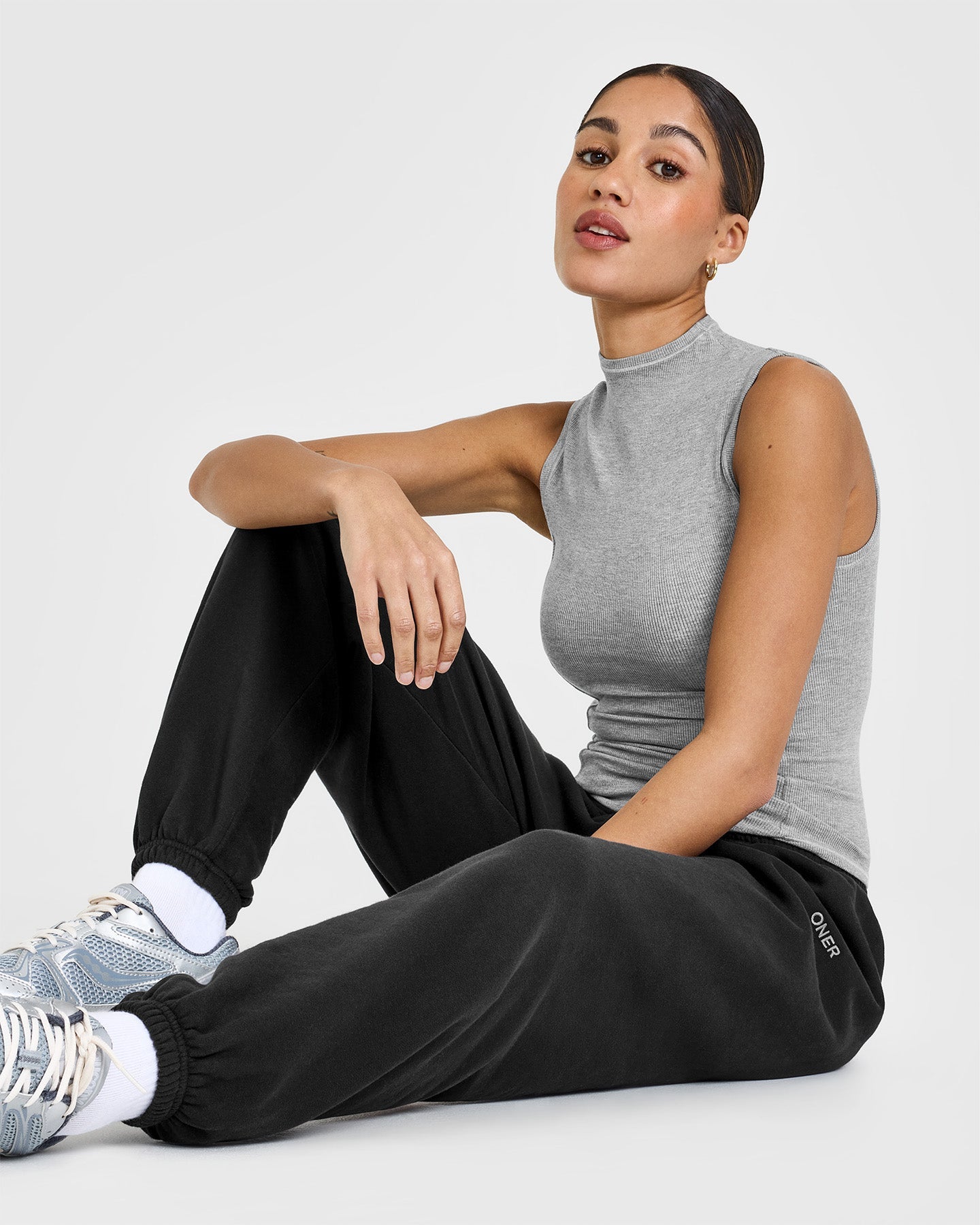 Mellow Rib Mock Neck Tank | Charcoal Marl - Image 6