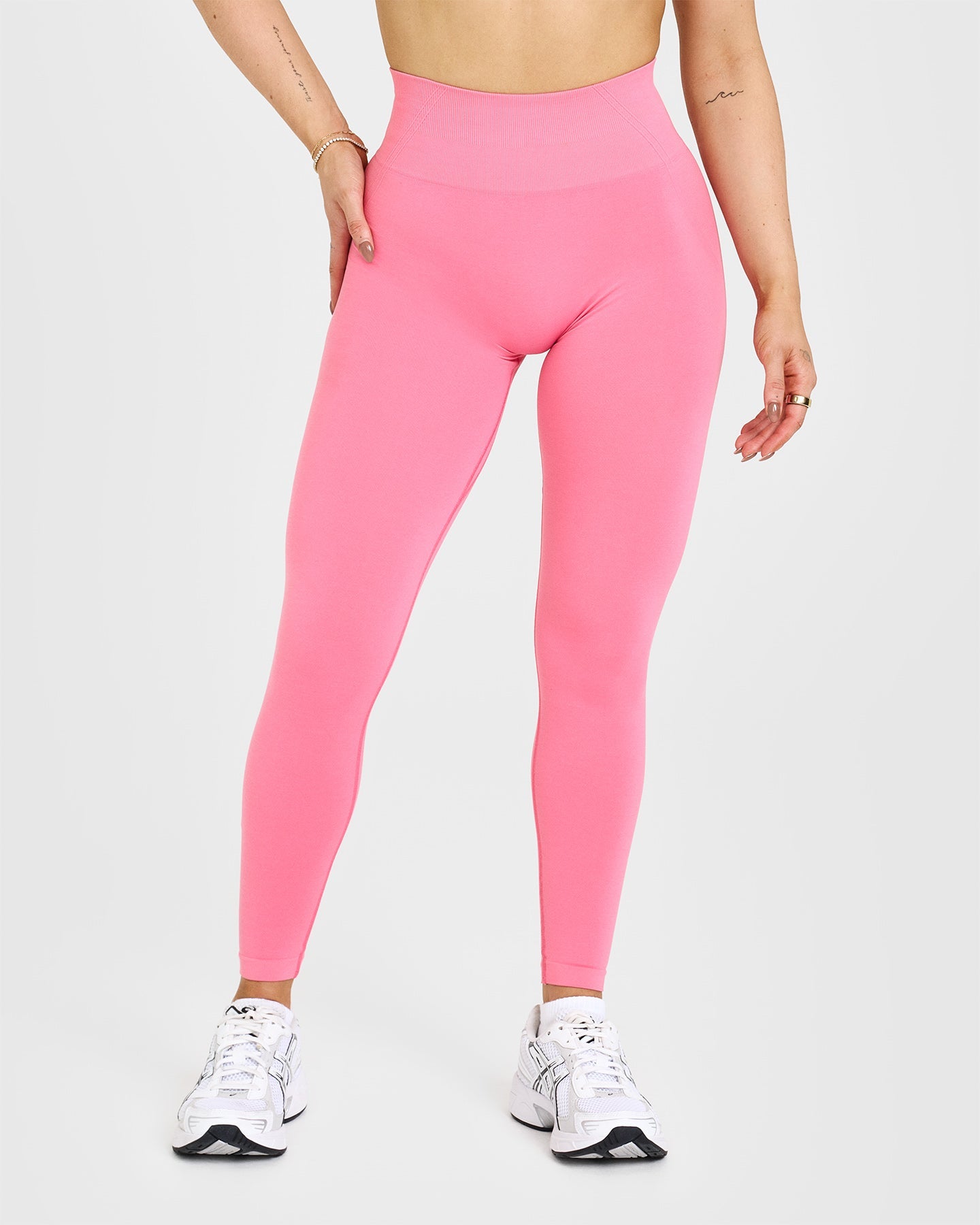 EffortlessLift Seamless Leggings with White Logo | Peony Pink