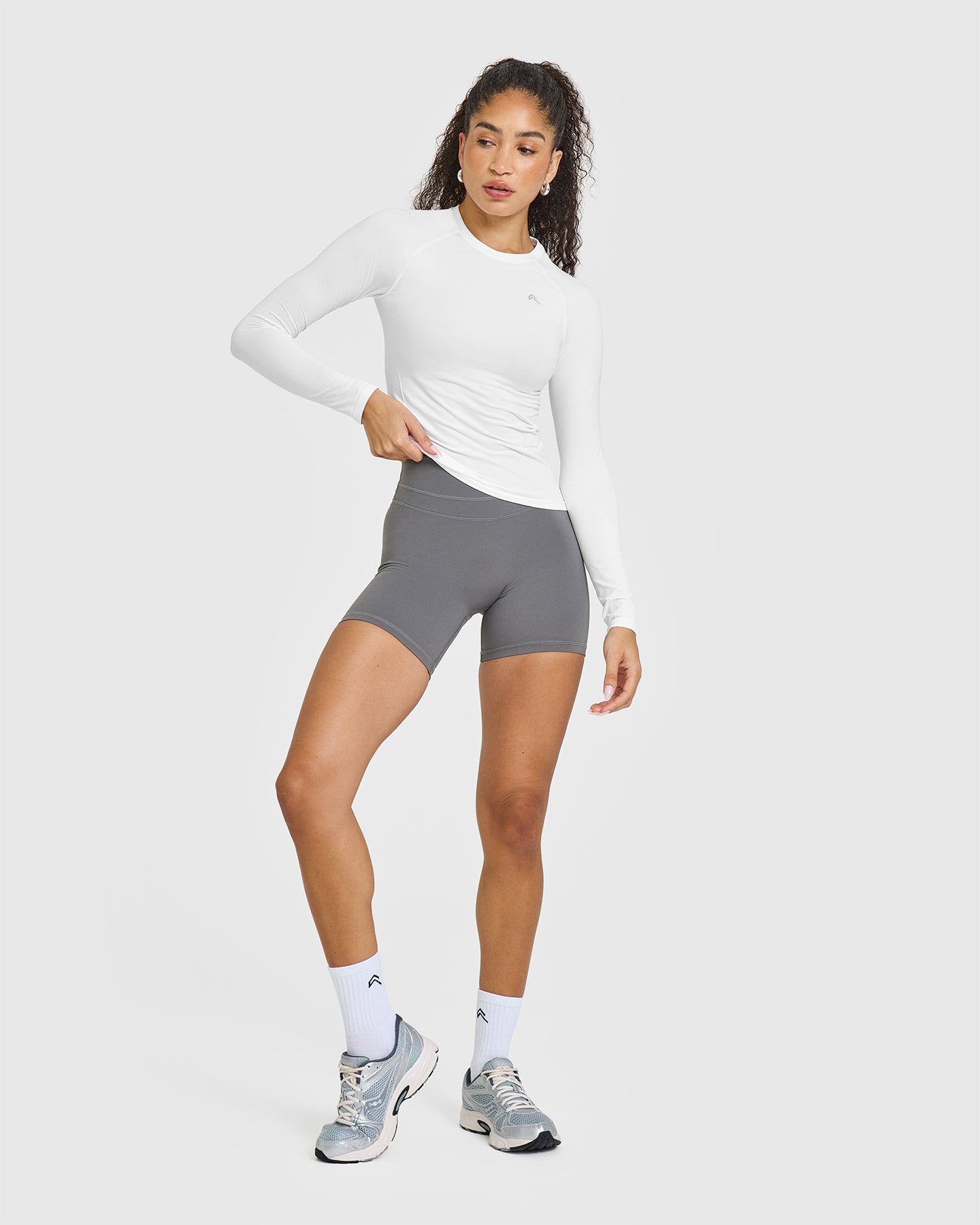 Go To Seamless Fitted Long Sleeve Top | White - Image 3