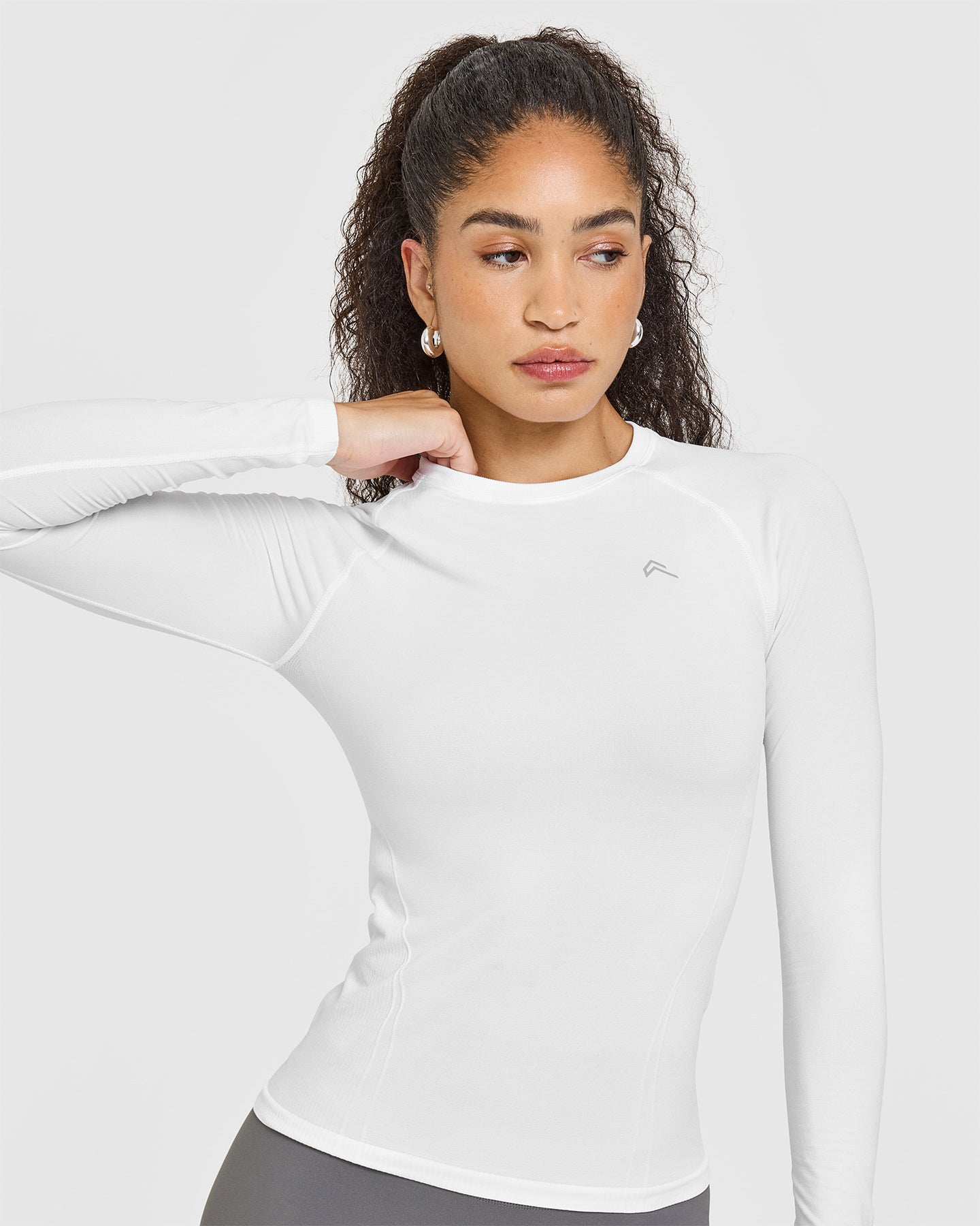 Go To Seamless Fitted Long Sleeve Top | White - Image 4