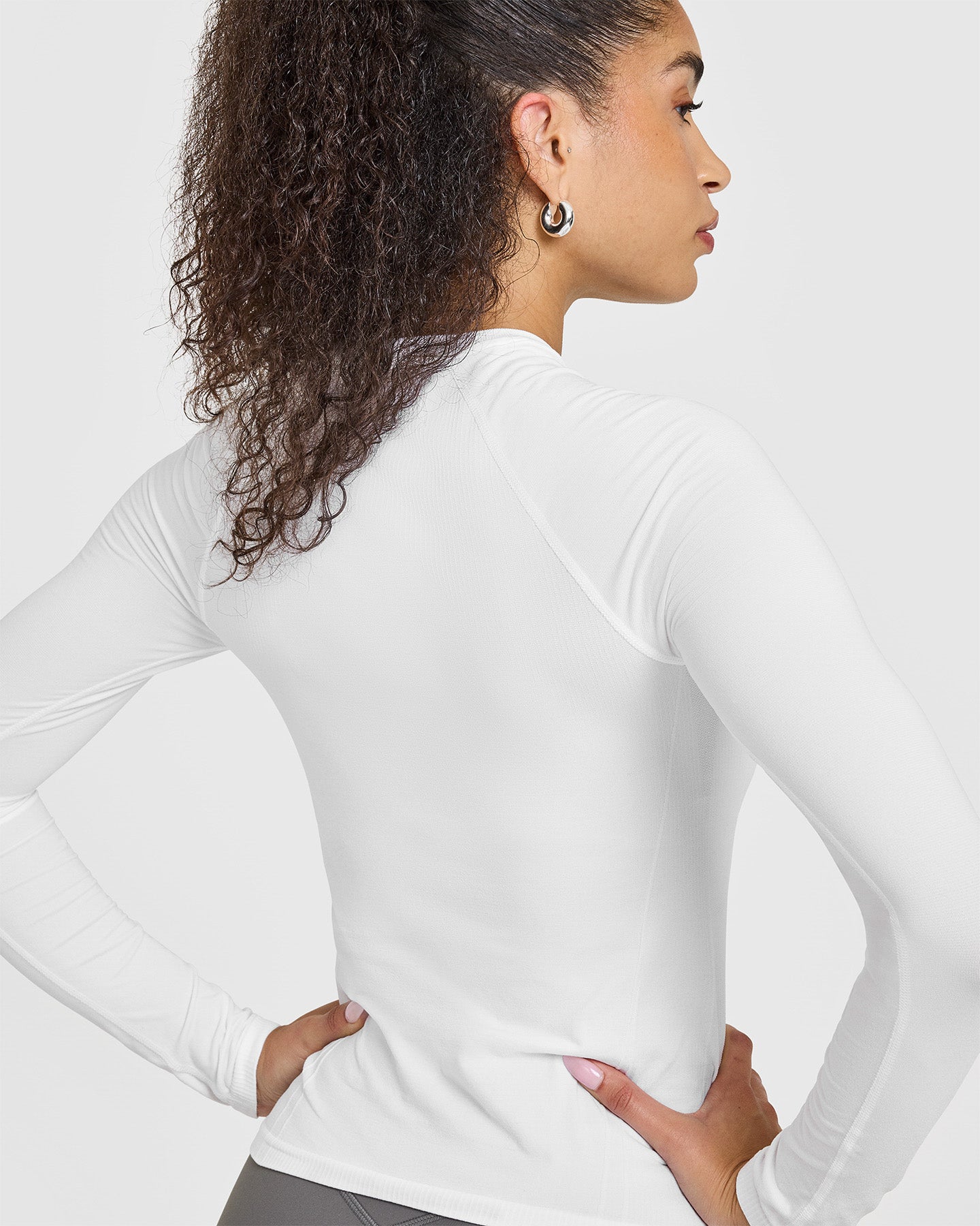 Go To Seamless Fitted Long Sleeve Top | White - Image 5
