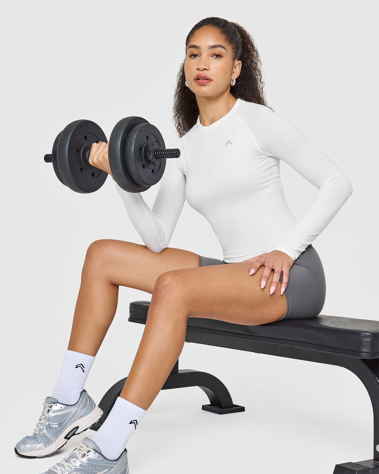 Go To Seamless Fitted Long Sleeve Top | White - Image 6
