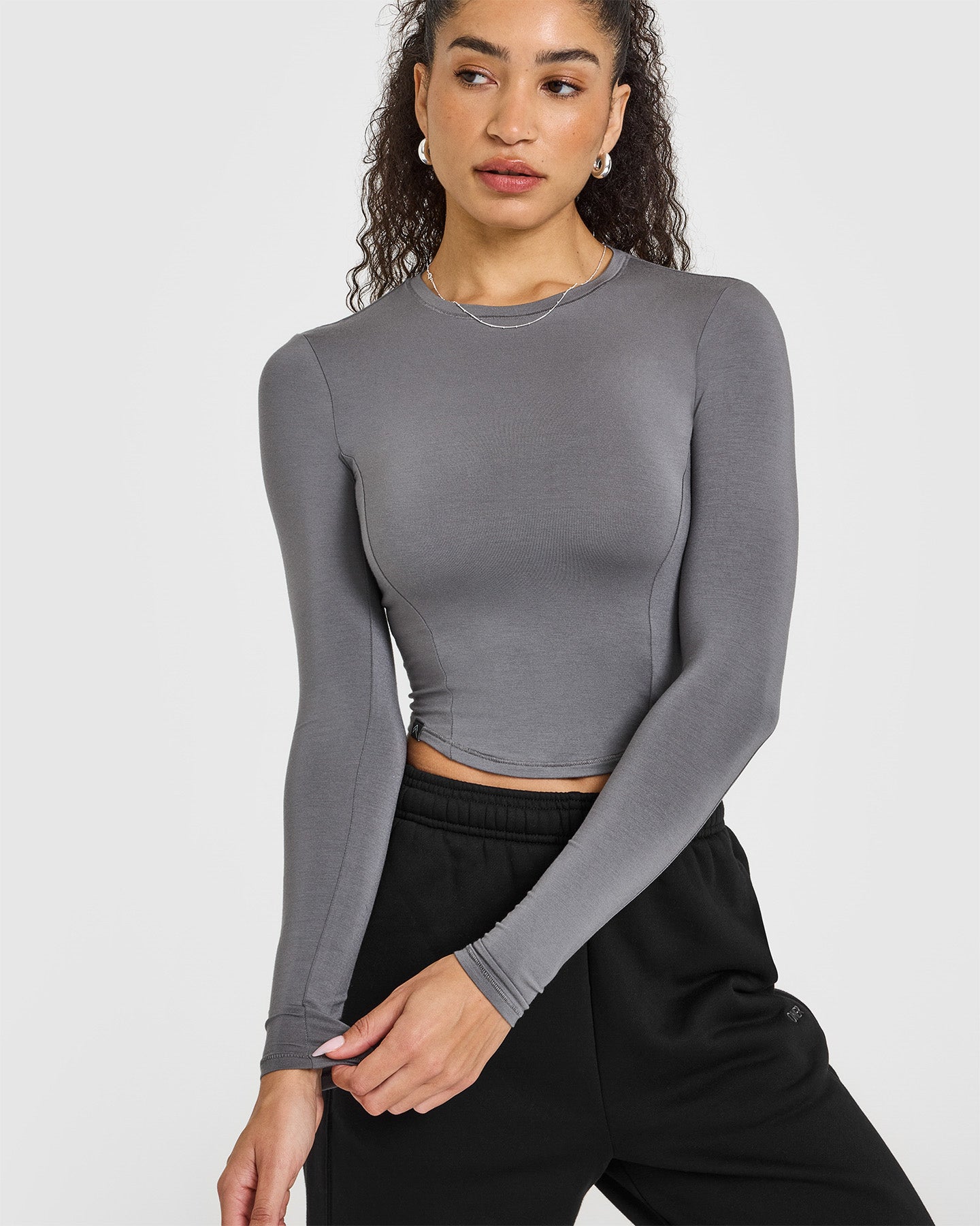Mellow Soft Mid Long Sleeve Top | Ash Grey - Image 5