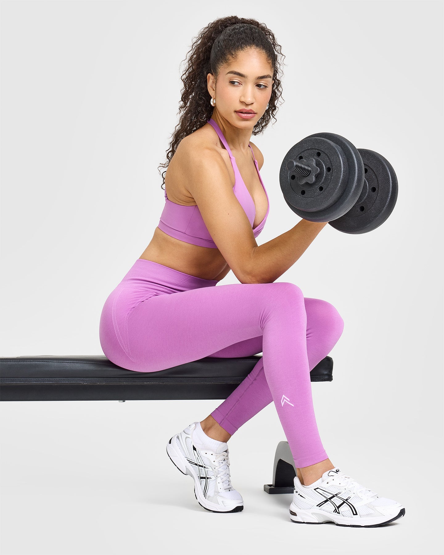 EffortlessLift Seamless Leggings with White Logo | Orchid Purple - Image 6
