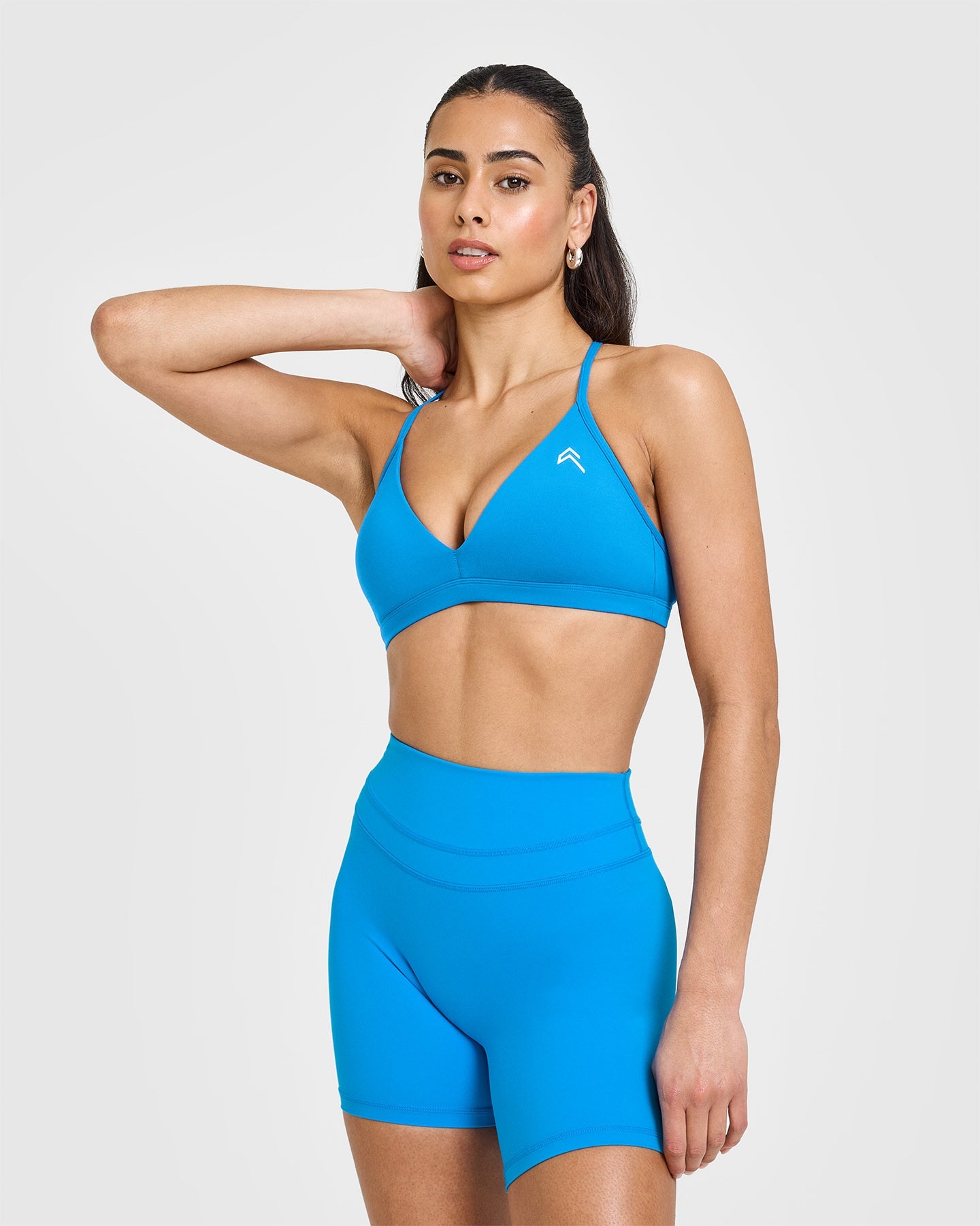 EasyLift Ultra Minimal V Neck Bralette with White Logo | Tropical Blue