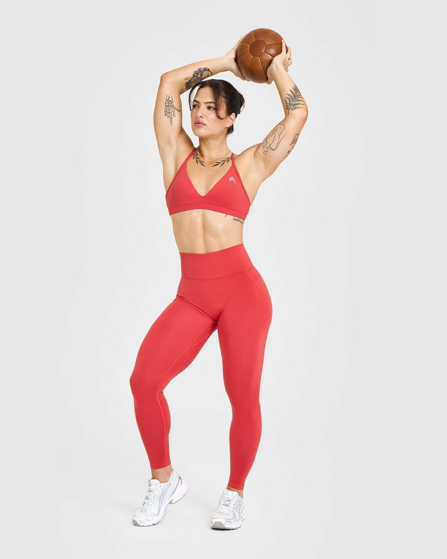 EffortlessLift Seamless Leggings with White Logo | Sweet Red - Image 3