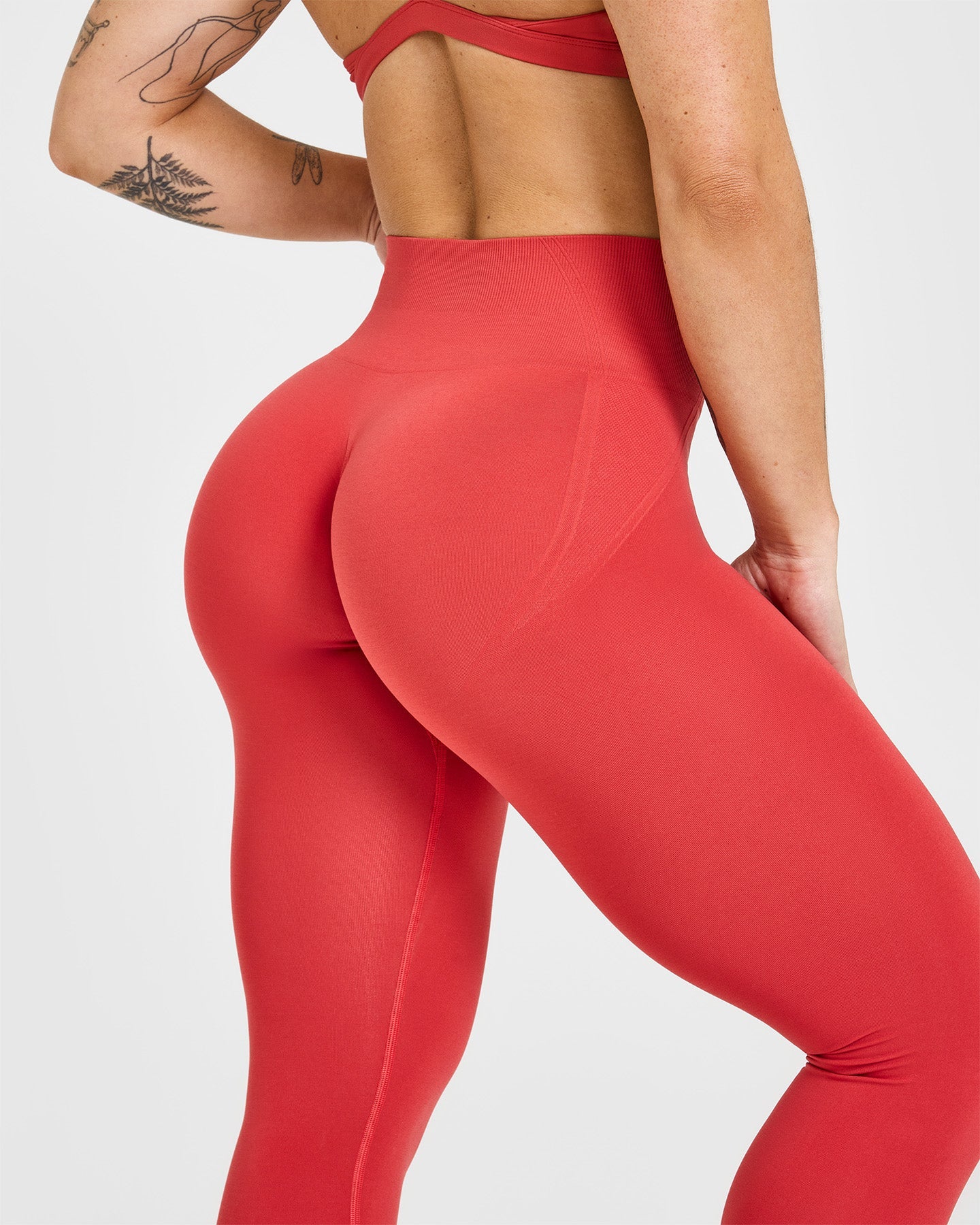EffortlessLift Seamless Leggings with White Logo | Sweet Red - Image 4